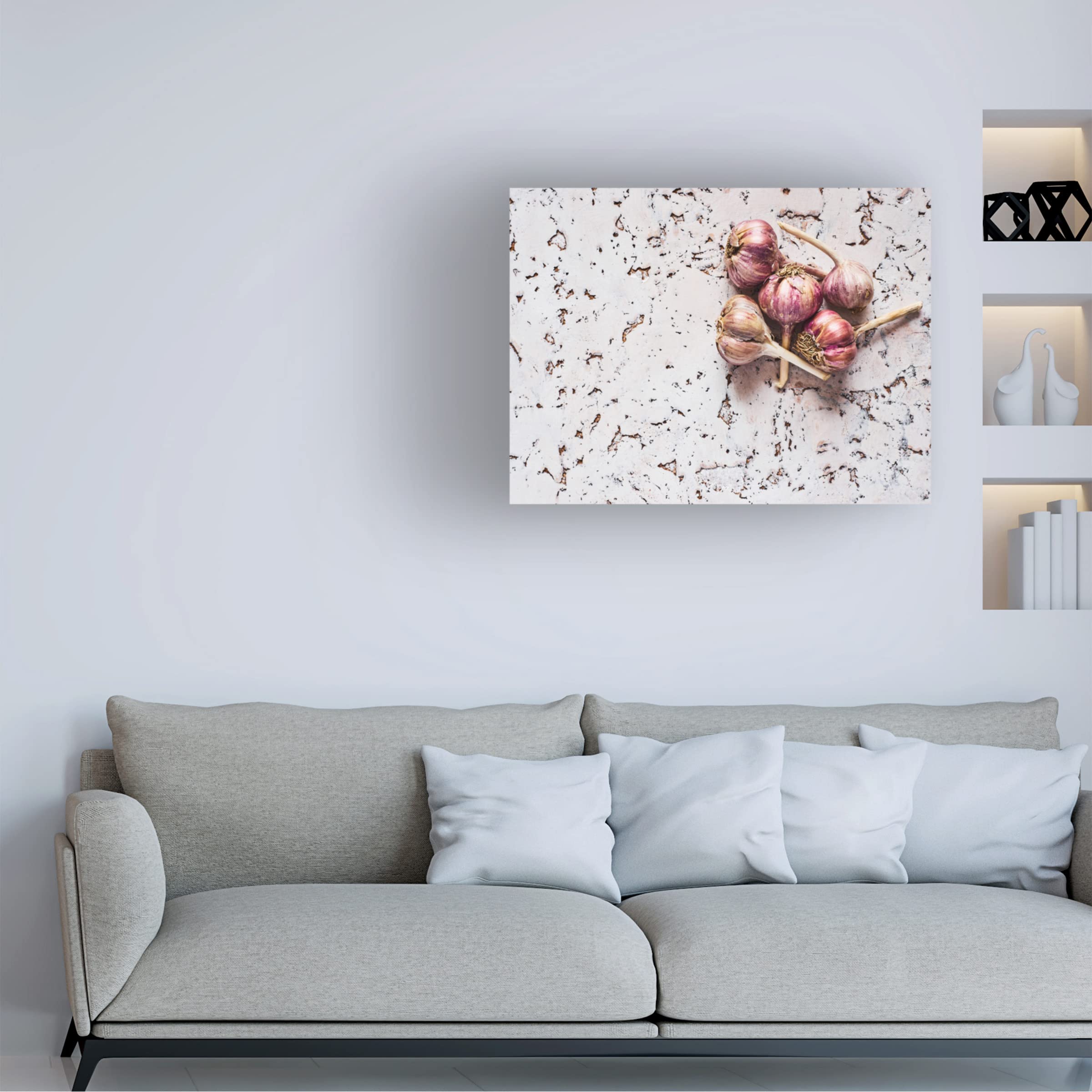 Healthy Garlic Canvas Art Print by Aleksandrova Karina - Modern Kitchen Wall Decor for Home & Restaurant - Perfect for Farmhouse, Italian & Mediterranean Style Dining Rooms
