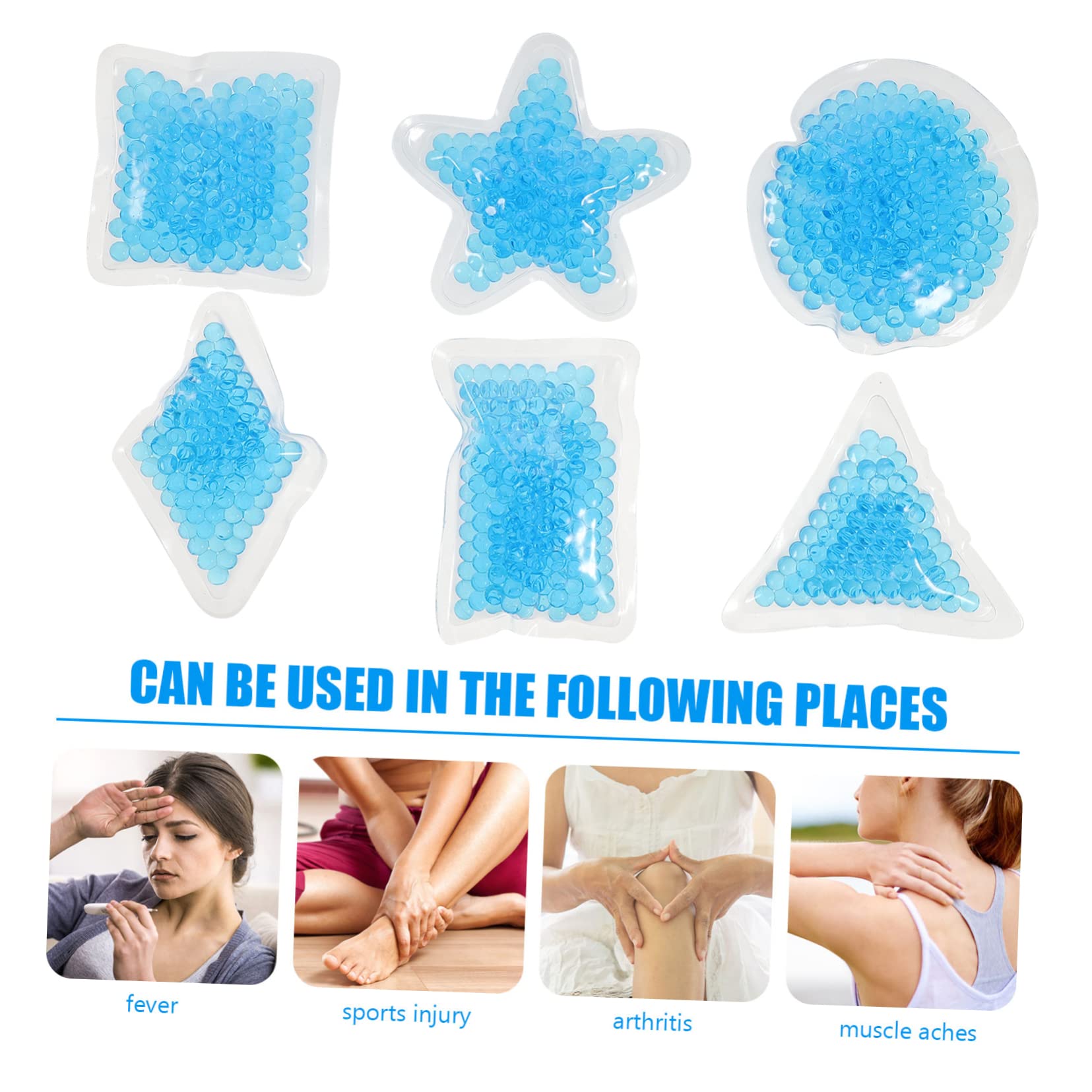 6Pcs Reusable Gel Ice Packs for Hot & Cold Therapy - Compact Cooling & Heating Pads for Injuries, Pain Relief, Sports Recovery & First Aid - Portable Ice Bags for Lunch Boxes, Coolers & Medical Use (Blue)