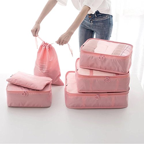 Adwaita 6-Piece Packing Cubes Set - Lightweight Travel Luggage Organizers for Suitcases (Pink) | Perfect for Business Trips, Vacations & Weekend Getaways