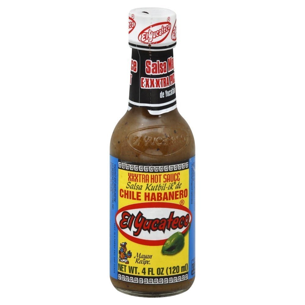 El Yucateco XXXtra Hot Habanero Sauce 4 oz - Authentic Mexican Hot Sauce for Tacos, Wings & Spicy Recipes - Hot Chili Pepper Condiment for Cooking & Grilling