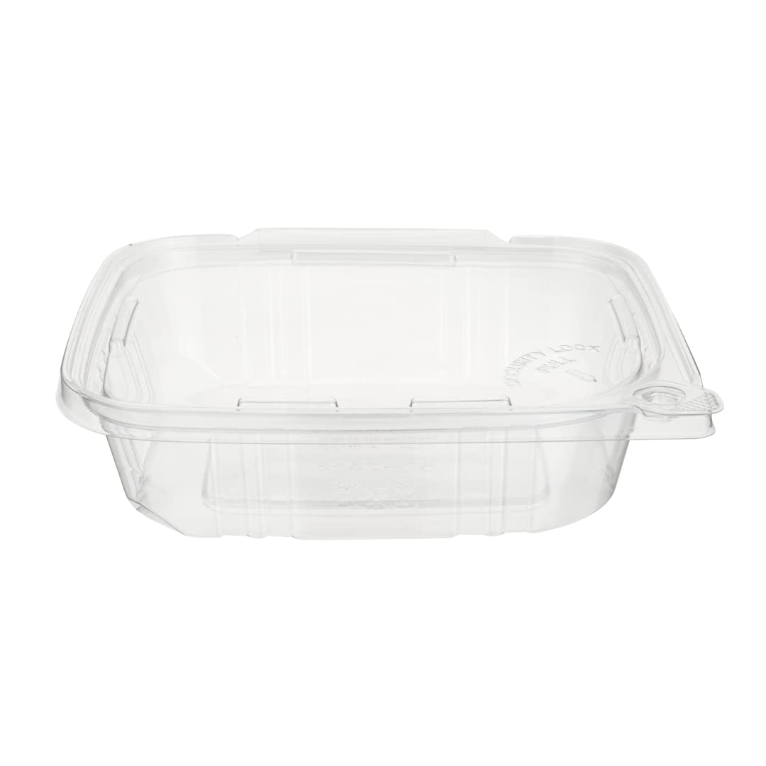 Restaurantware Tamper Tek 24oz (100 Pack) Clear Plastic Take Out Containers with Hinged Lid - Tamper-Evident, Freezable, Disposable Meal Prep Containers for Deli, Lunches, Catering & Food Storage