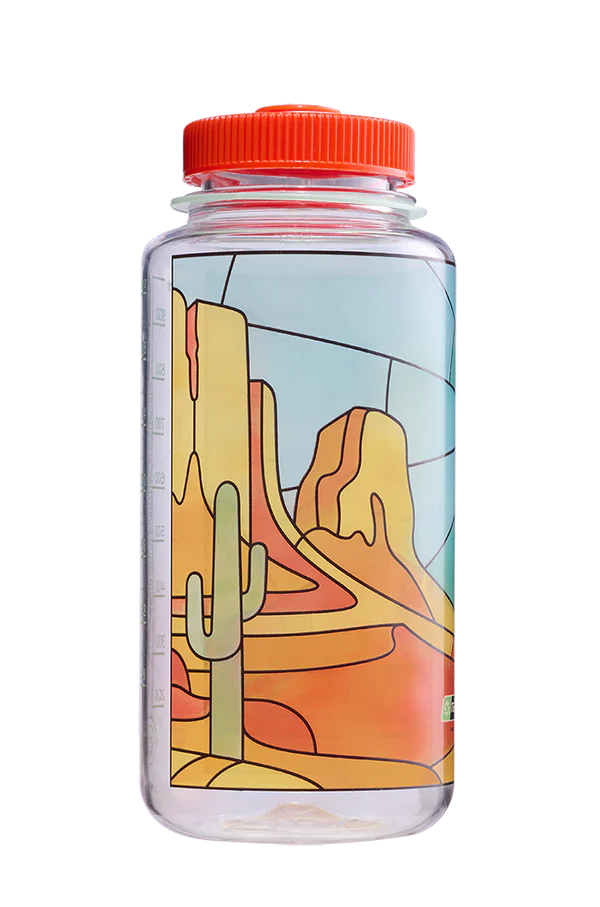 32oz Wide Mouth Stained Glass Print Water Bottle - Insulated Stainless Steel Vacuum Flask for Hot & Cold Drinks - Perfect for Gym, Hiking, Camping & Office Use