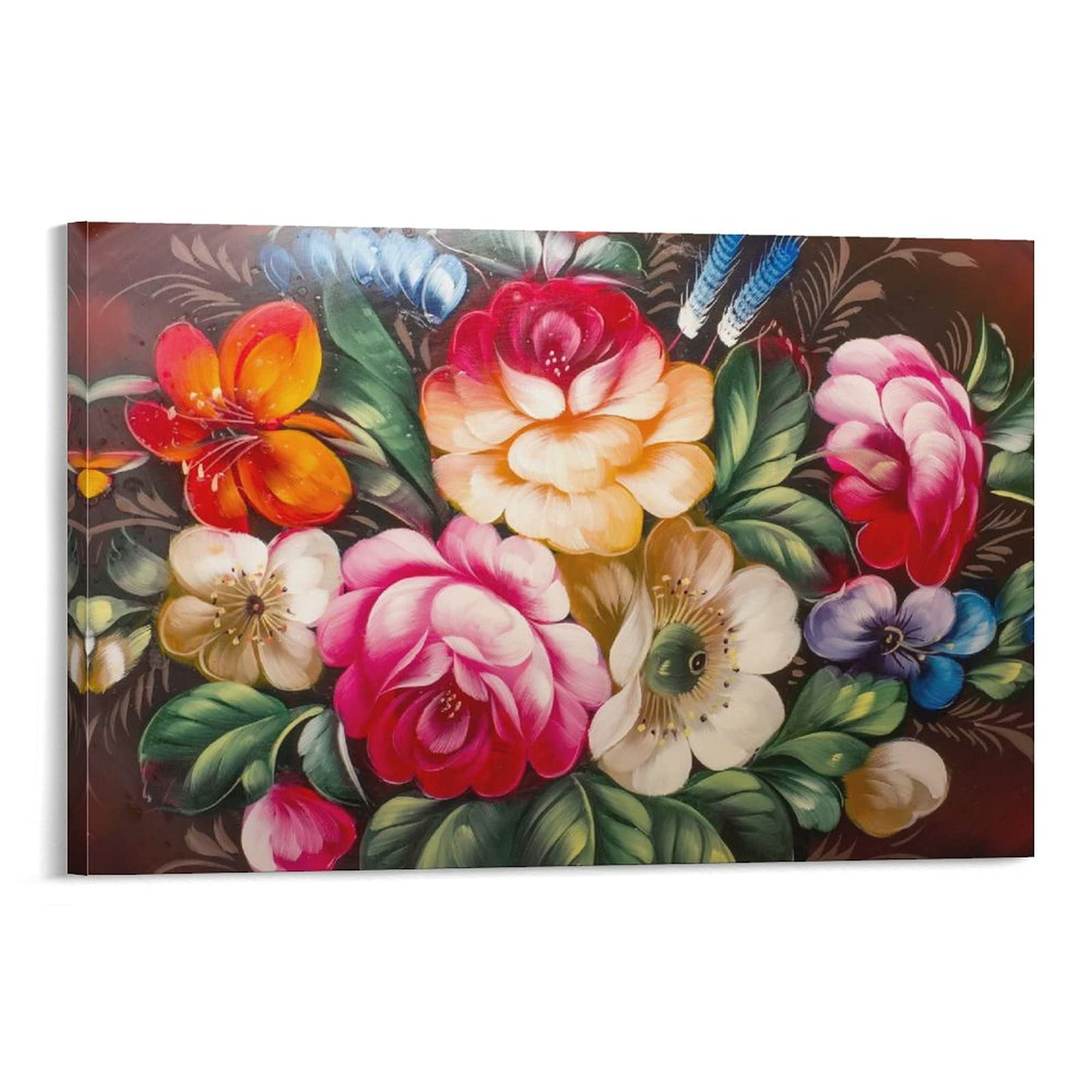 Hand-Painted Blooming Flowers Landscape Oil Painting - Forest Natural Scenery Original Artwork with Texture - 20x30inch (50x75cm) Framed Wall Art Ready to Hang - Perfect for Living Room, Bedroom & Office Decor