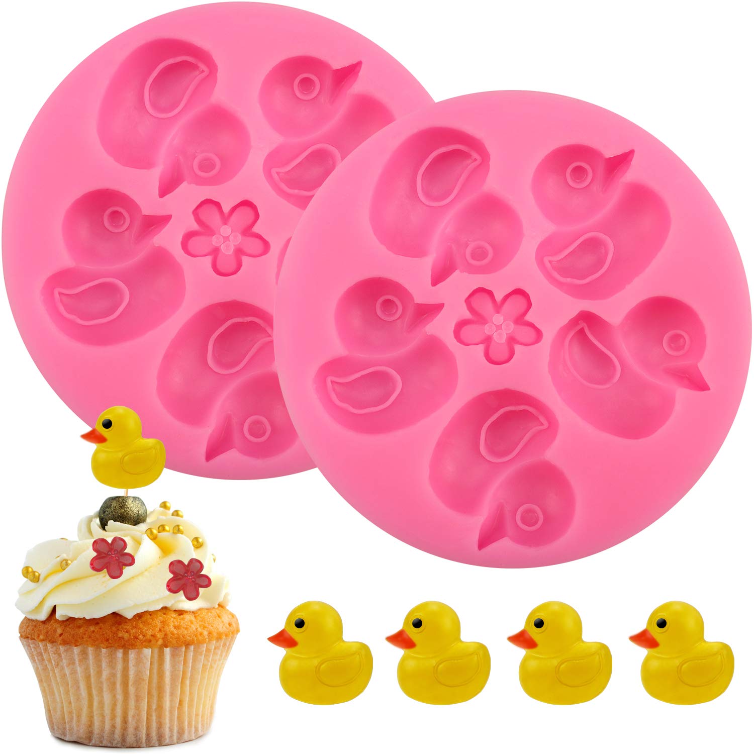 Premium 2-Pack Duck Silicone Molds - 5 Cavity Food Grade Silicone Baking Molds for Candy, Cake Decorating, Jewelry Making & Polymer Clay - Perfect for DIY Crafts, Birthday Parties & Holiday Baking