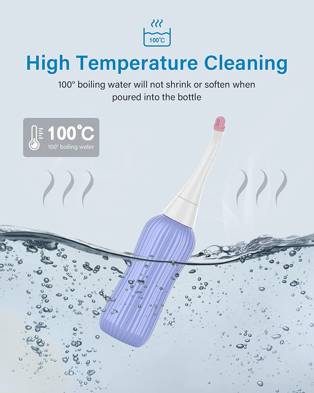 Postpartum Peri Bottle 17oz - Portable Bidet with Silicone Nozzles for Feminine Care & Travel
