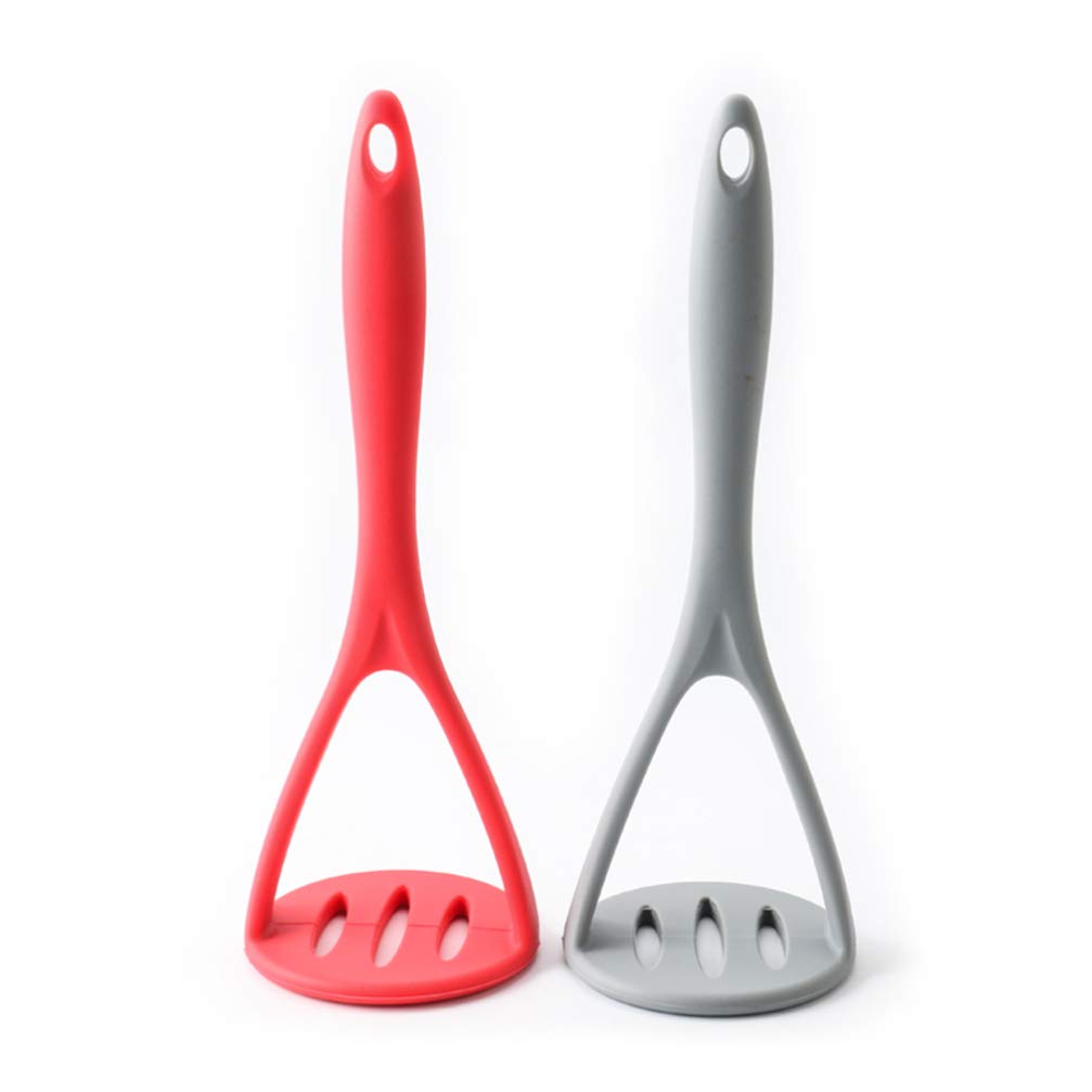 DOITOOL Silicone Coated Potato Masher - Non-Scratch Kitchen Tool for Mashing Potatoes, Vegetables & Fruits - Durable & Safe Cooking Utensil - Perfect for Mashed Potatoes, Baby Food & Baking (Grey)