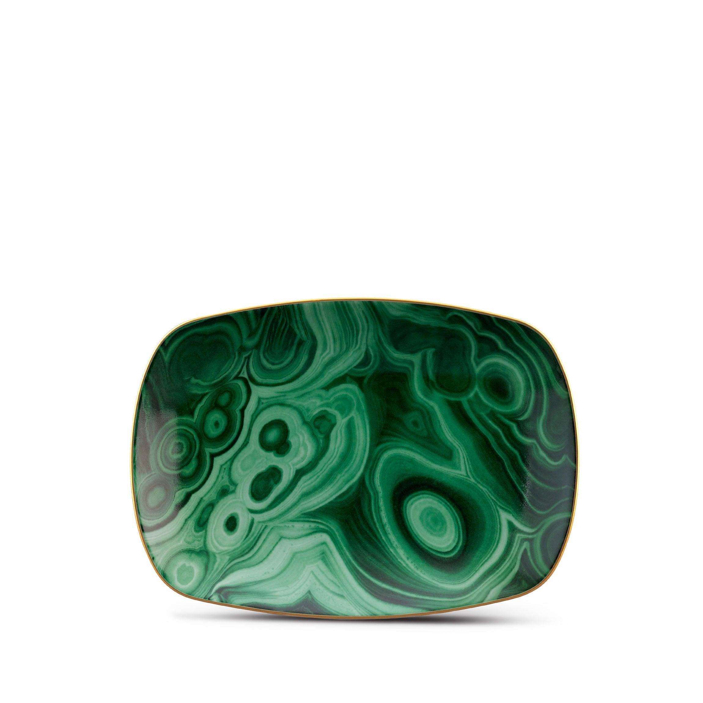 Premium Malachite Rectangular Tray - Handcrafted Stone Serving Tray for Jewelry Display, Home Decor & Gift Giving | Elegant Coffee Table Centerpiece for Living Room & Bedroom