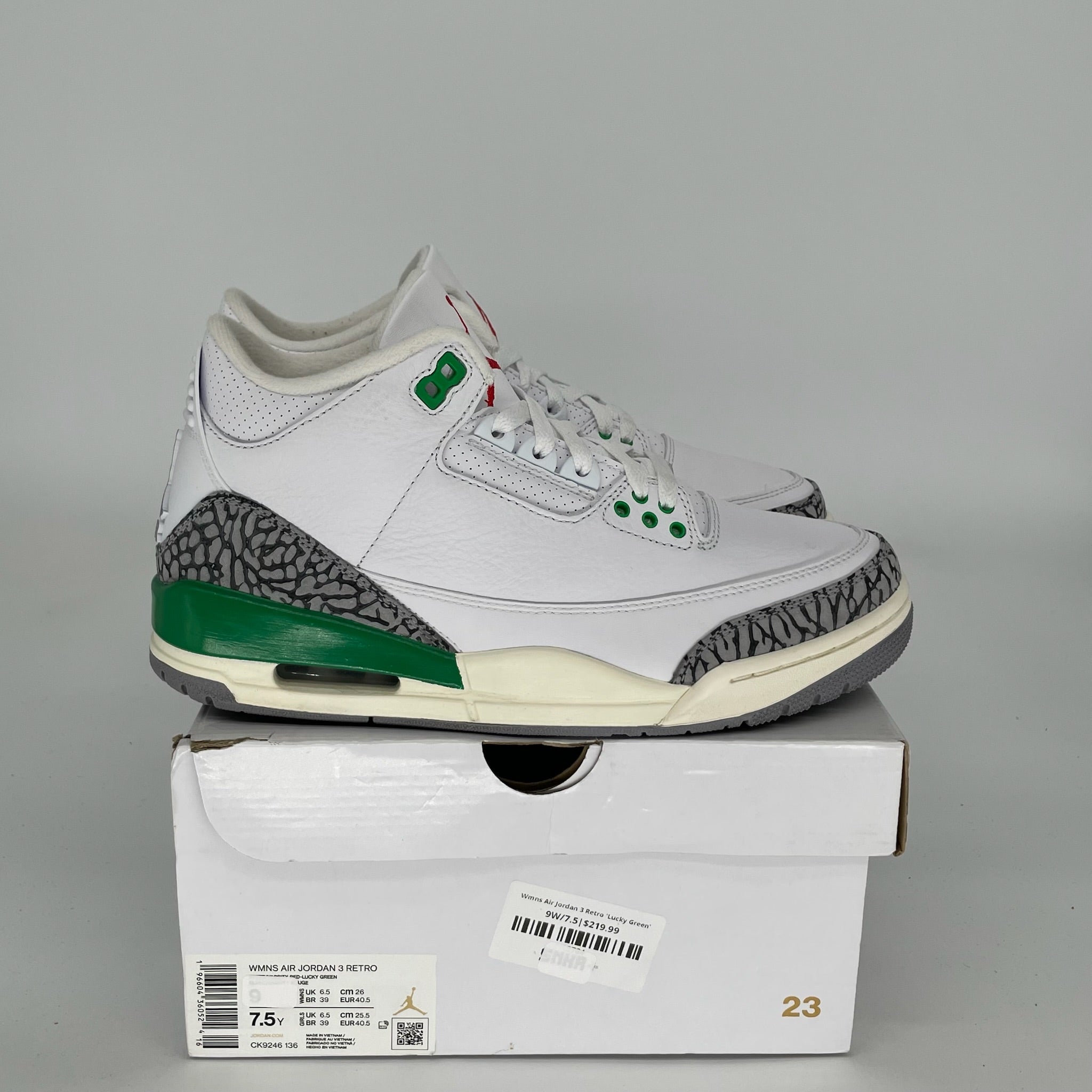 AIR JORDAN 3 Lucky Green Women's Basketball Shoes - Size 7.5/9W (CK9246-136) - Perfect for Streetwear, Sneaker Collection & Casual Fashion