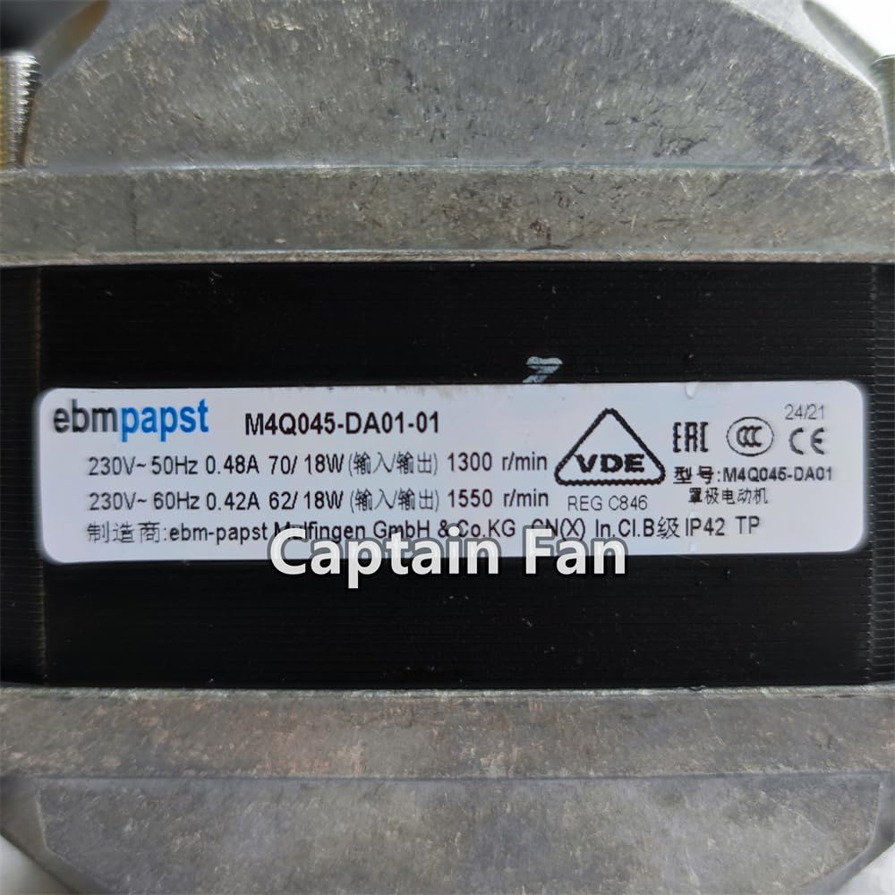ebm-papst M4Q045-DA01-01 AC Fan Motor 230V 0.42mA 18W 50Hz/60Hz 1550RPM - High Performance Cooling Fan for HVAC, Electronics, and Industrial Equipment