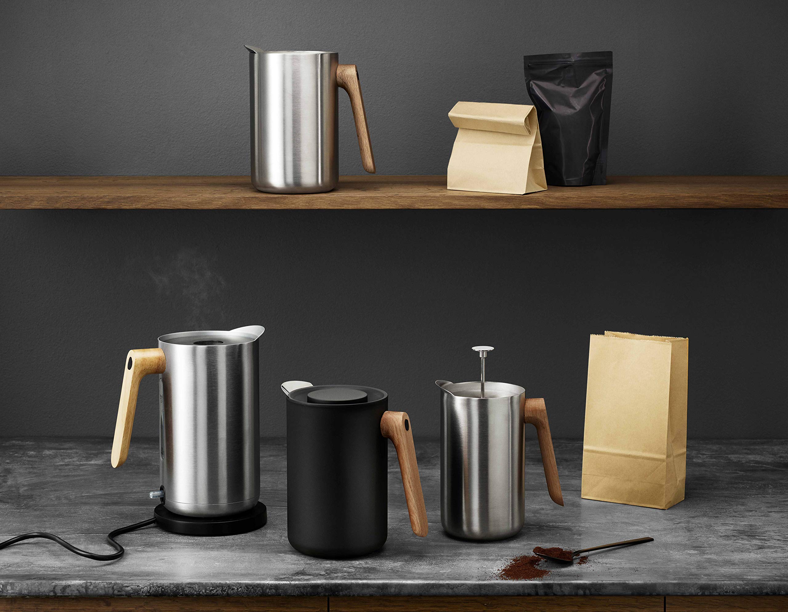 Premium 1.0L Stainless Steel Vacuum Insulated Jug - Nordic Kitchen Design for Hot & Cold Beverages - Perfect for Coffee, Tea, Outdoor Picnics & Office Use