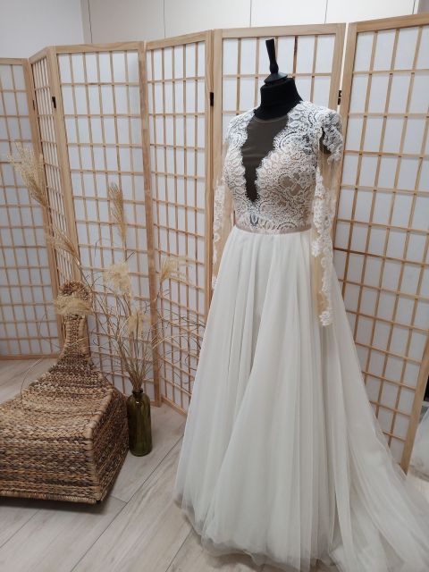 Wtoo Camden 13701 Lace Wedding Dress with Long Sleeves - Elegant A-Line Bridal Gown for Church Ceremony & Formal Wedding Reception