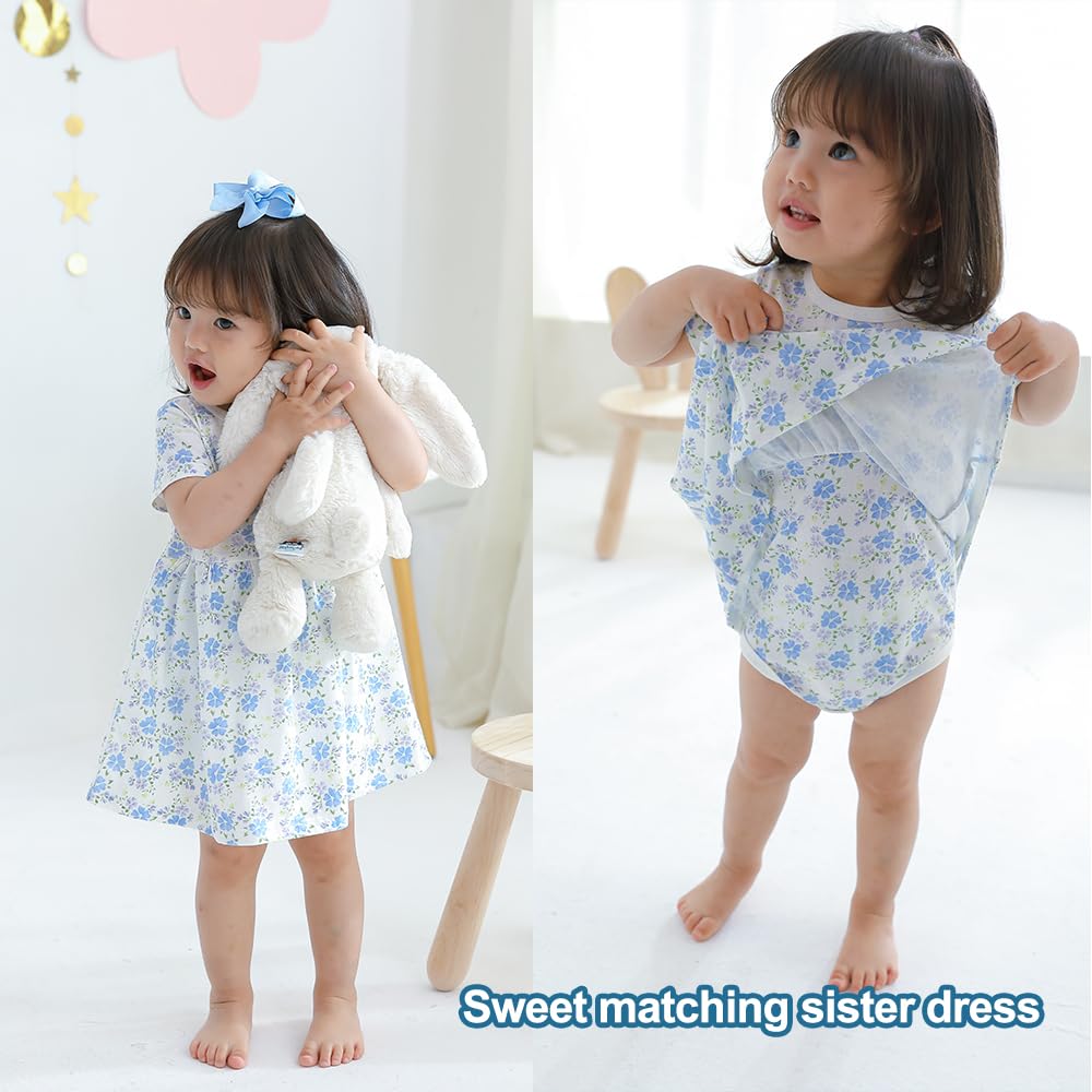 Zanie Kids Baby Girls Summer Dress - 100% Cotton Easter Outfit with Short Sleeves | Perfect for Easter Sunday, Spring Parties & Family Photos