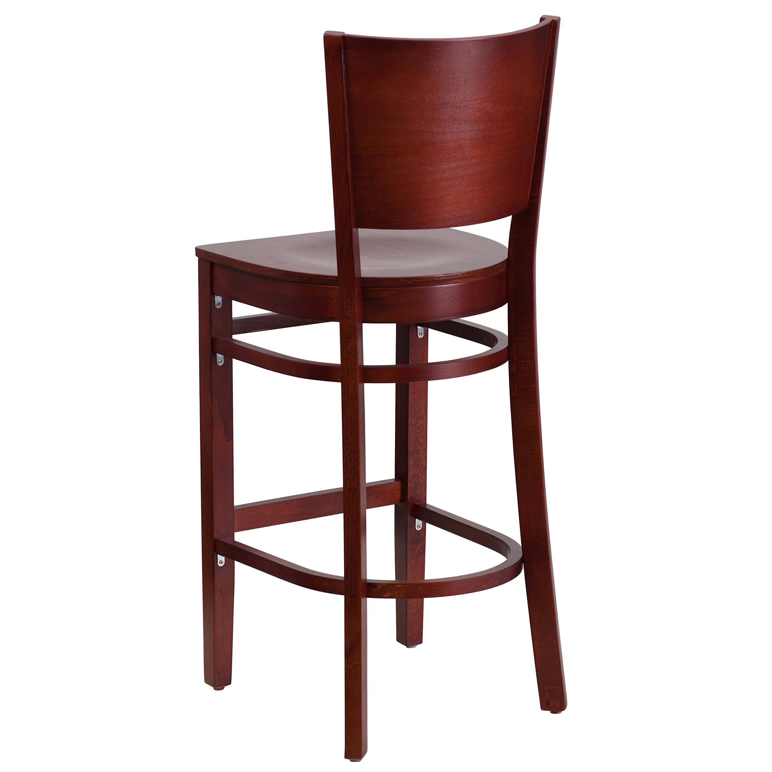 Flash Furniture Lacey Series Solid Back Mahogany Wood Bar Stool - 24