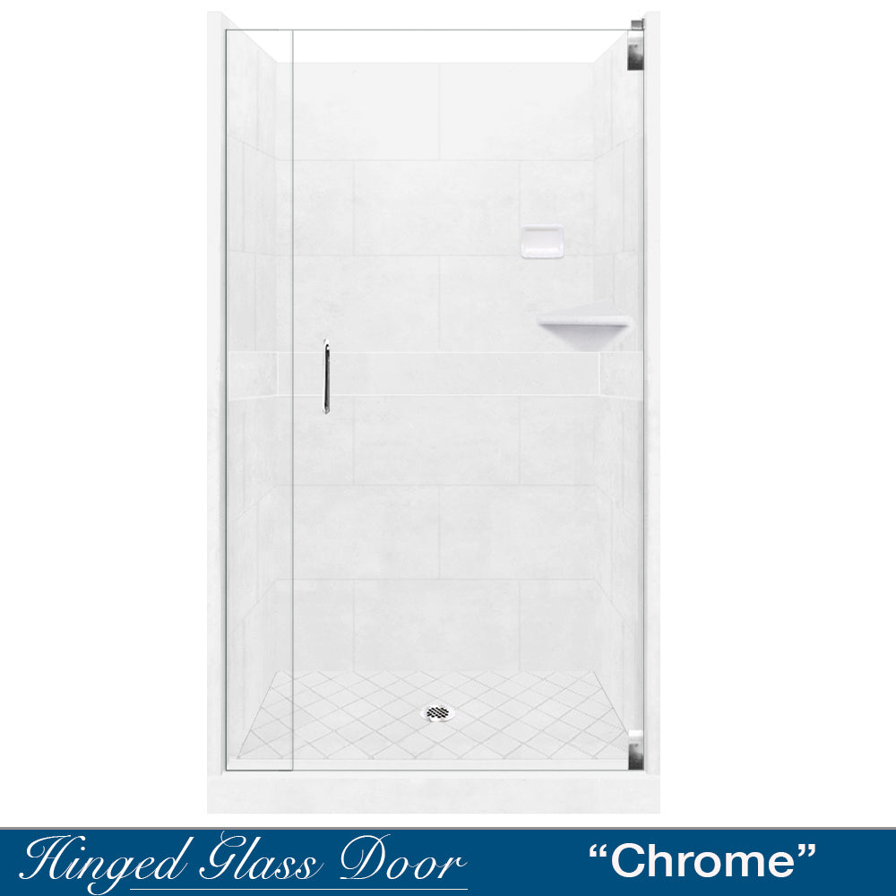 Premium Diamond Solid Natural Buff Small Alcove Shower Enclosure Kit - Waterproof & Durable Bathroom Upgrade for Small Spaces