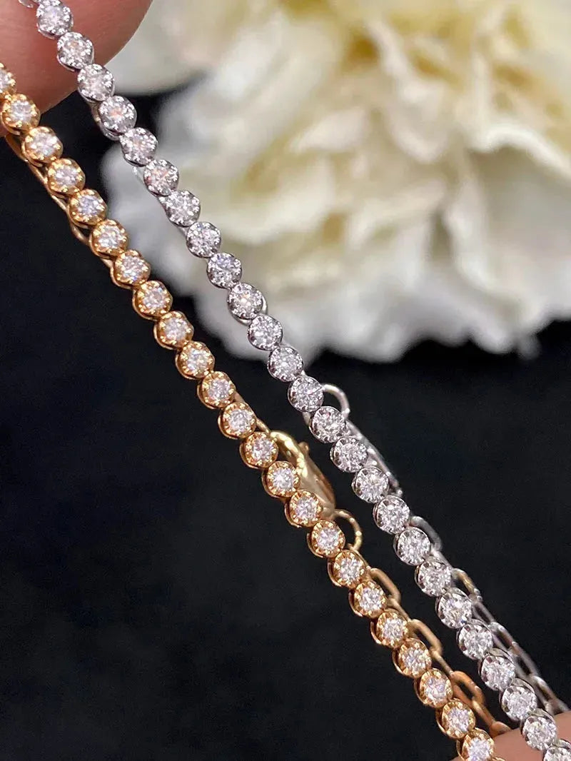 18K White Gold or Rose Gold Diamond Bracelet for Women - 0.46 Carat Natural Diamonds, Luxury Shiny Jewelry Gift for Anniversary, Birthday & Special Occasions