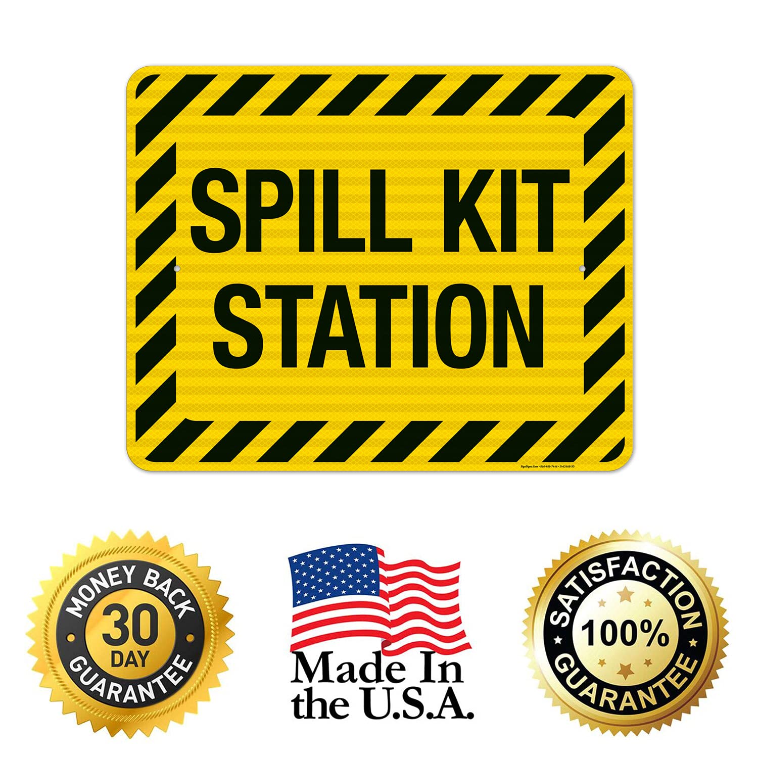 3M EGP Reflective Spill Kit Station Sign - 24x30 Inches, .080 Aluminum, Fade Resistant - Made in USA - Ideal for Workplace Safety & Hazardous Material Storage Areas