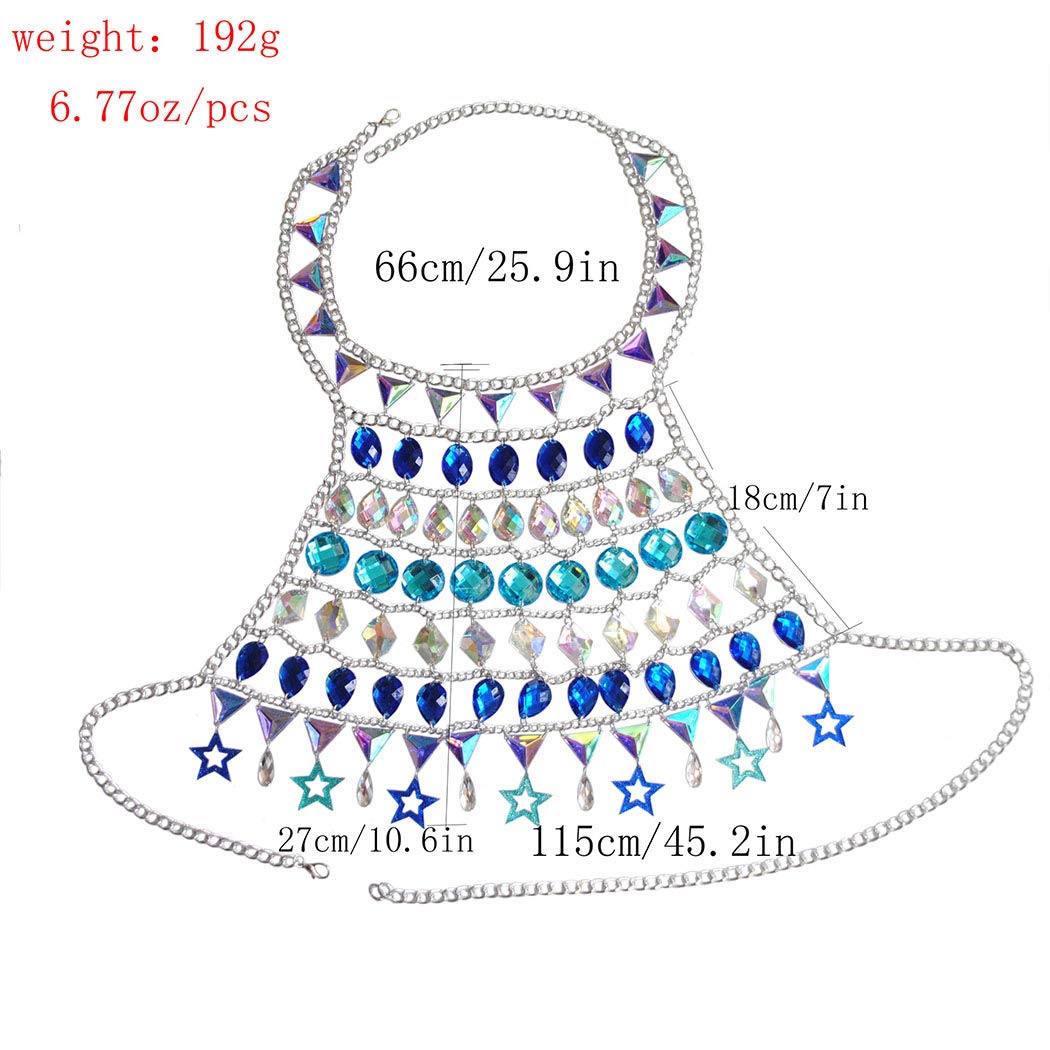 CanB Rhinestone Body Chain - Boho Crystal Belly Chain for Women & Girls - Waist Jewelry for Festival, Rave, Beach & Party Outfits