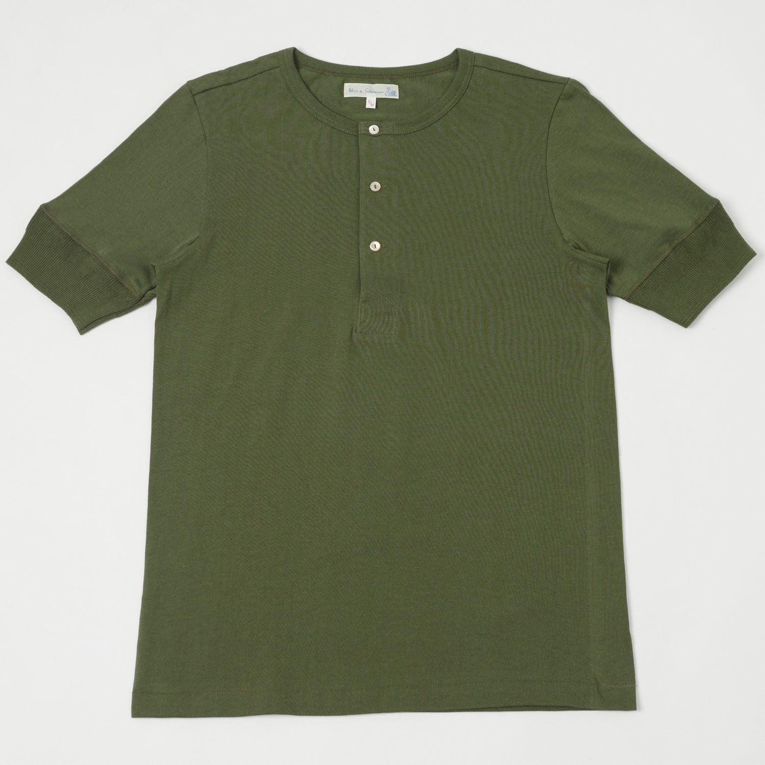 Merz b. Schwanen 207 Premium Cotton Short Sleeve Henley Shirt for Men - Army Green | Casual Wear, Layering & Everyday Comfort