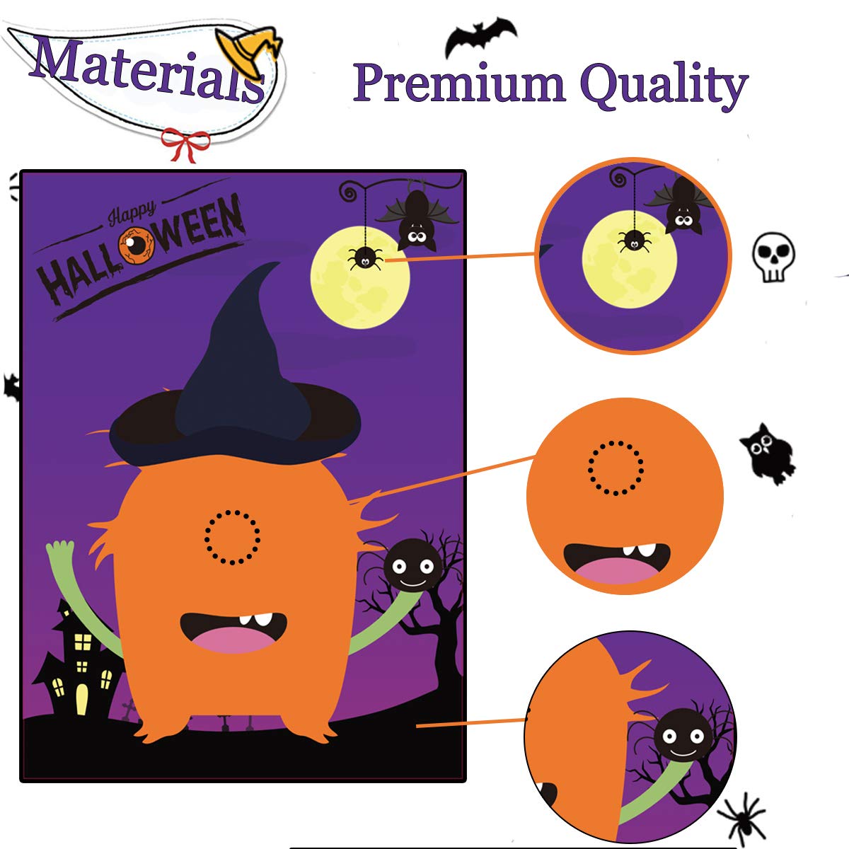 Funnlot Halloween Pin The Eye on The Monster Game - Fun Halloween Party Games for Kids & Family, Halloween Activities for Kids Party, Classroom & Trick or Treat Events