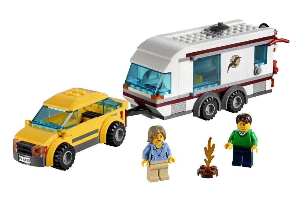 LEGO City Town Car and Caravan 4435 Building Toy Set - Creative Play for Kids, Family Road Trip Adventures & City Life Scenes