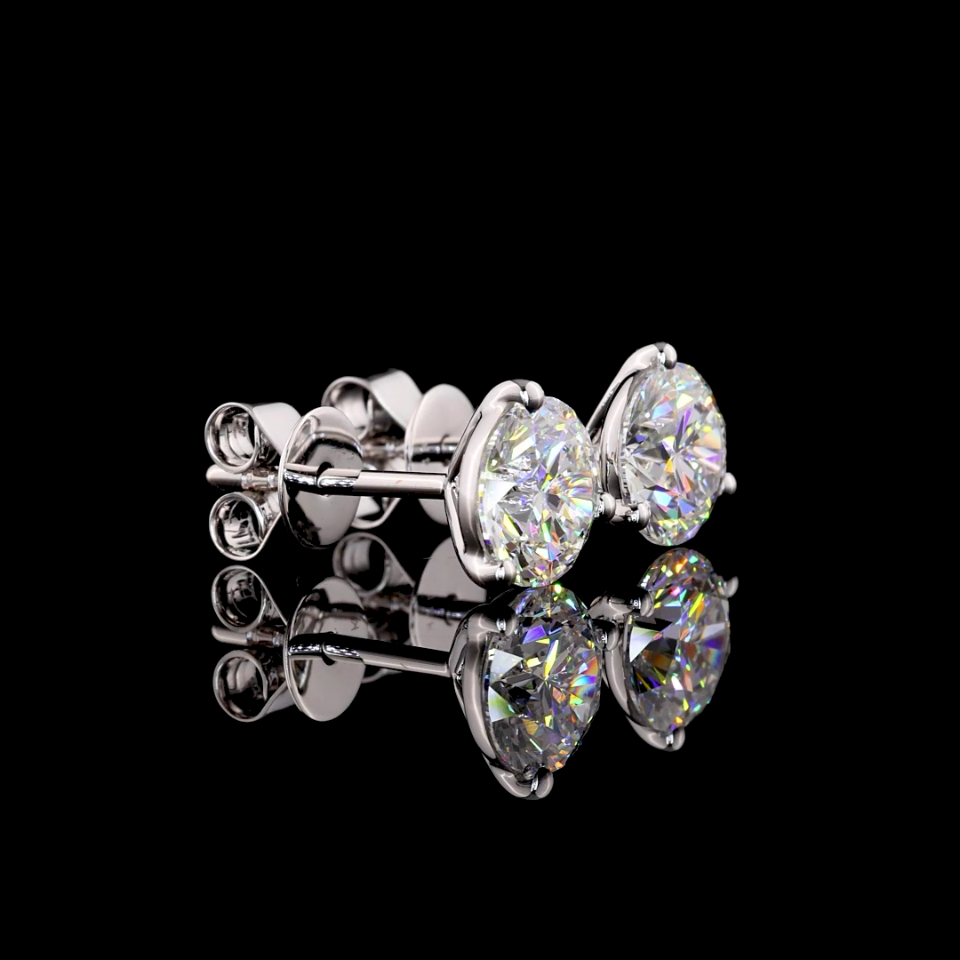 2.08 Carat Lab Grown Round E VS1 Diamond 14K White Gold Martini Stud Earrings for Women - Perfect for Weddings, Anniversaries & Special Occasions