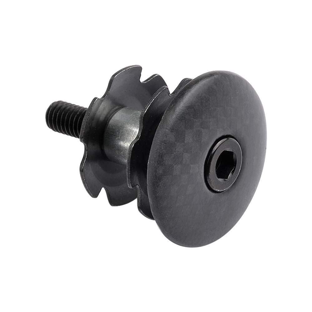 Premium Carbon Fiber Bike Headset Top Cap with M6x35mm Titanium Bolt & Star Nut - Compatible with 1-1/8