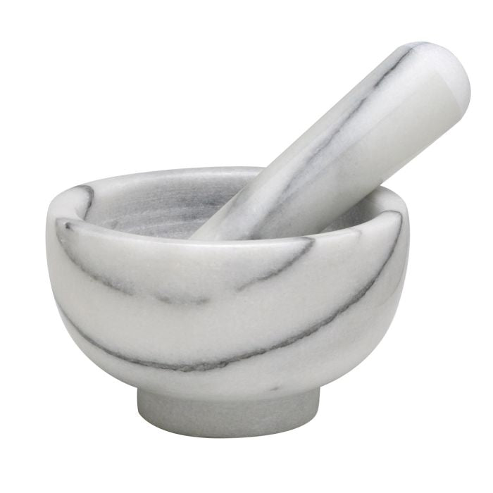 Premium Carrara Marble Mortar and Pestle Set - Natural Stone Spice Grinder & Herb Crusher for Kitchen, Cooking, and Ayurvedic Remedies - Perfect for Grinding Spices, Herbs, Pesto, and Making Fresh Guacamole