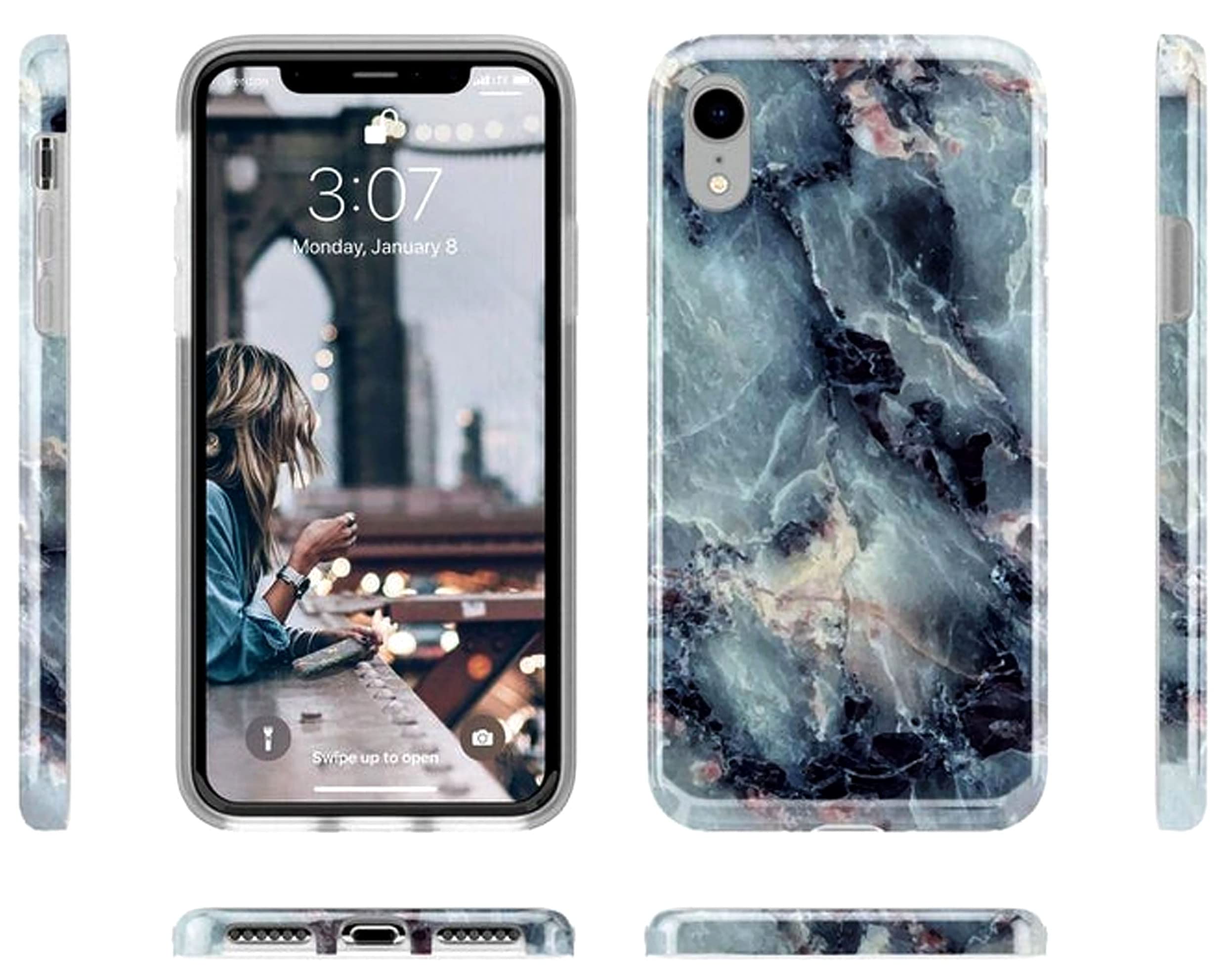 Casely iPhone XR Case - Shockproof Blue Marble Phone Cover | Slim Protective Case for iPhone XR | Perfect for Work, Travel & Everyday Use