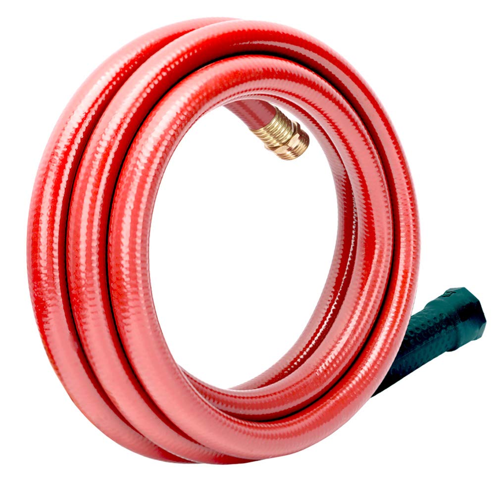 3/4 Inch x 15 Feet Red Garden Hose with Solid Brass Fittings - No Leak, High Pressure Water Hose for Water Softeners, Dehumidifiers, RV Drains - Perfect for Outdoor Gardening, Car Washing & Home Watering Systems