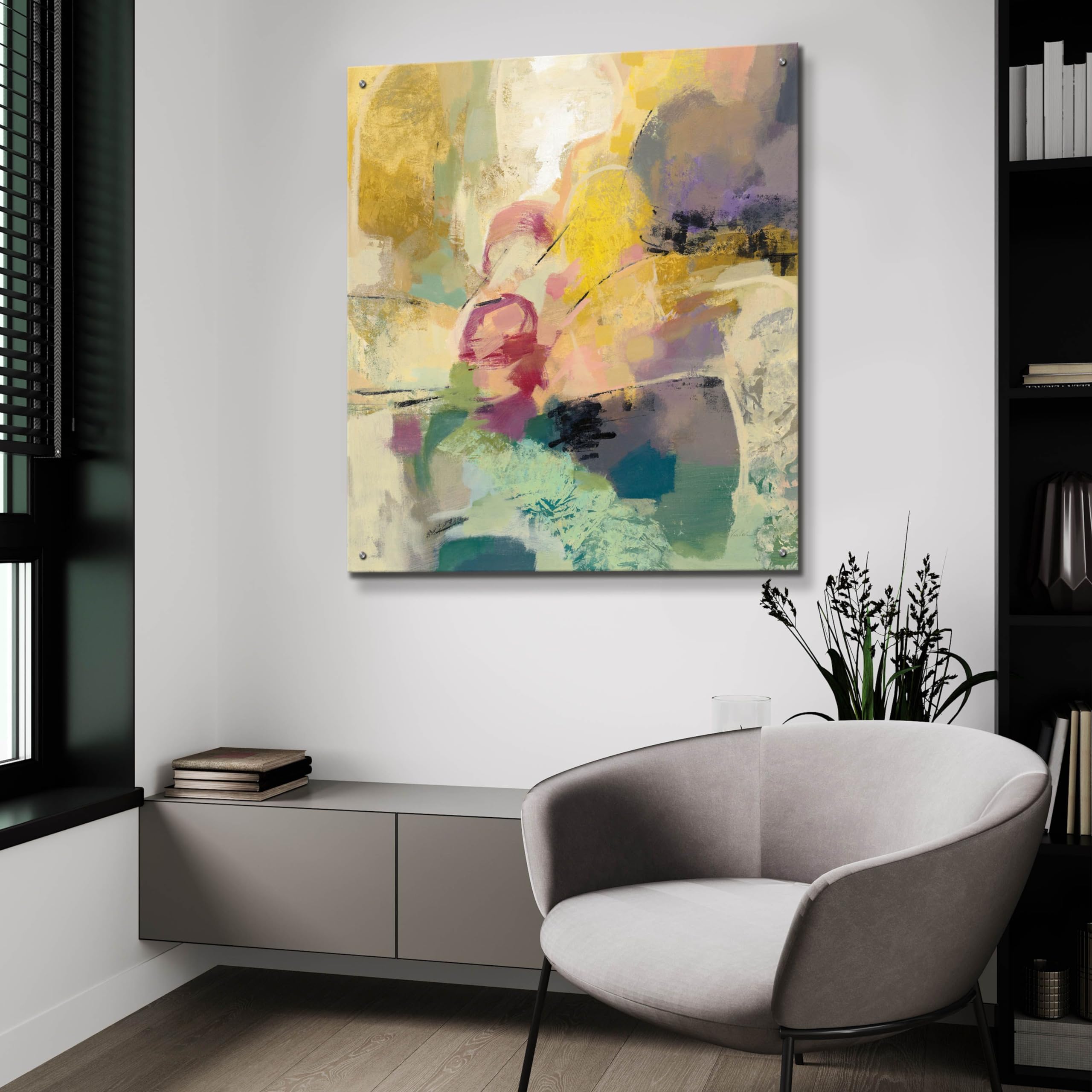 Mid Mod Mood Acrylic Glass Wall Art by Silvia Vassileva - 36x36 Inches Modern Abstract Painting for Living Room, Bedroom & Office Decor