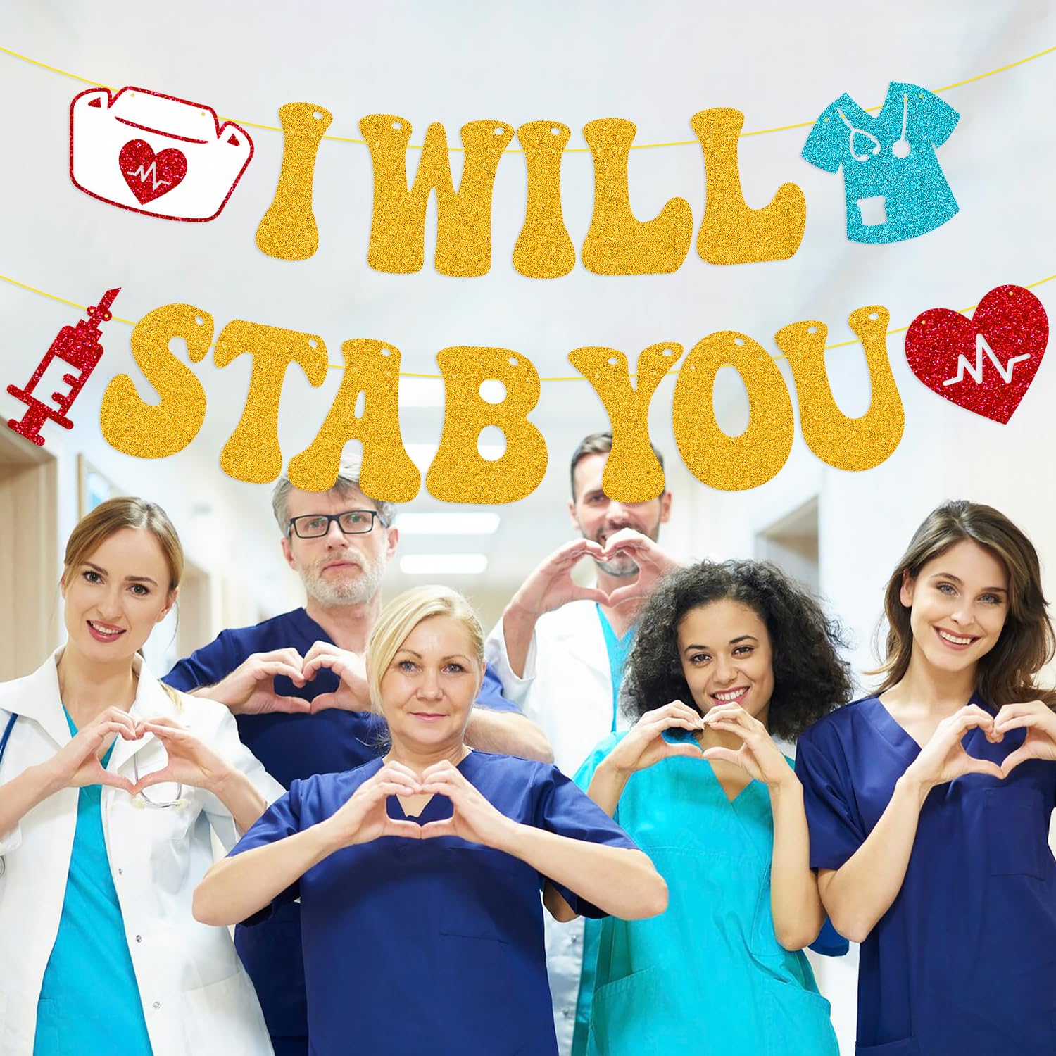 Funny Nursing Graduation Banner - 'I Will Stab You' RN Medical School Decor for 2024 Graduates | Perfect for Nursing School Survivor Parties, Class of 2024 Celebrations & RN Graduation Ceremony Decorations