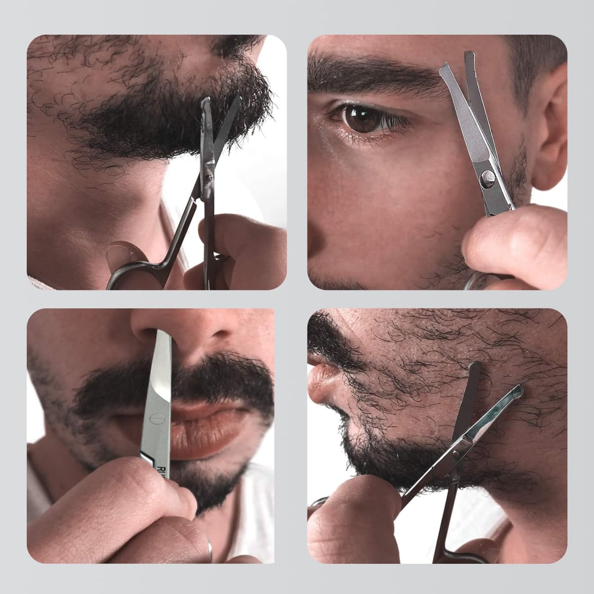 Premium Stainless Steel Nose Hair Scissors for Men - Safe Blunt Round Tip Trimmer for Beard, Mustache & Eyebrows | Heavy Duty Rust-Proof Grooming Kit | Travel-Friendly Personal Care Essential | Perfect for Home, Office & Travel Grooming