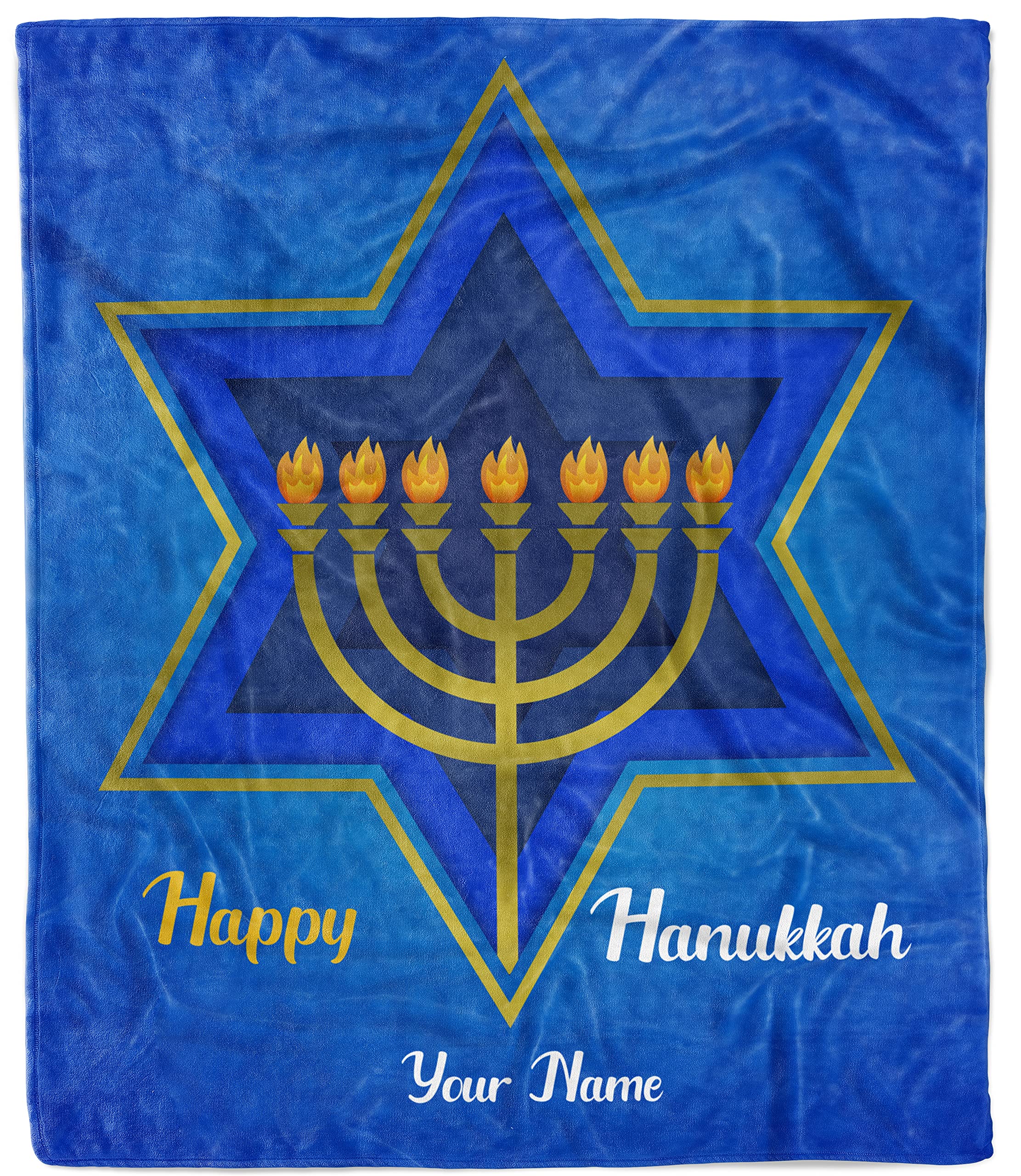 Personalized Hanukkah Fleece Blanket - Ultra Soft & Cozy 50x60 Inch Holiday Throw for Couch, Sofa, Bed - Perfect for Hanukkah Gifts, Winter Nights & Jewish Celebrations