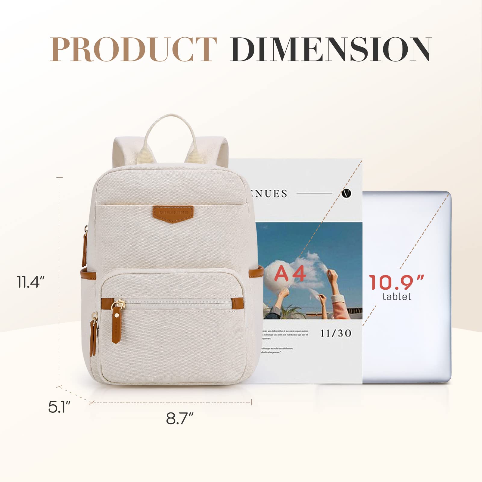 Missnine Mini Backpack for Women - Cute Canvas Daypack for Dating & Daily Use