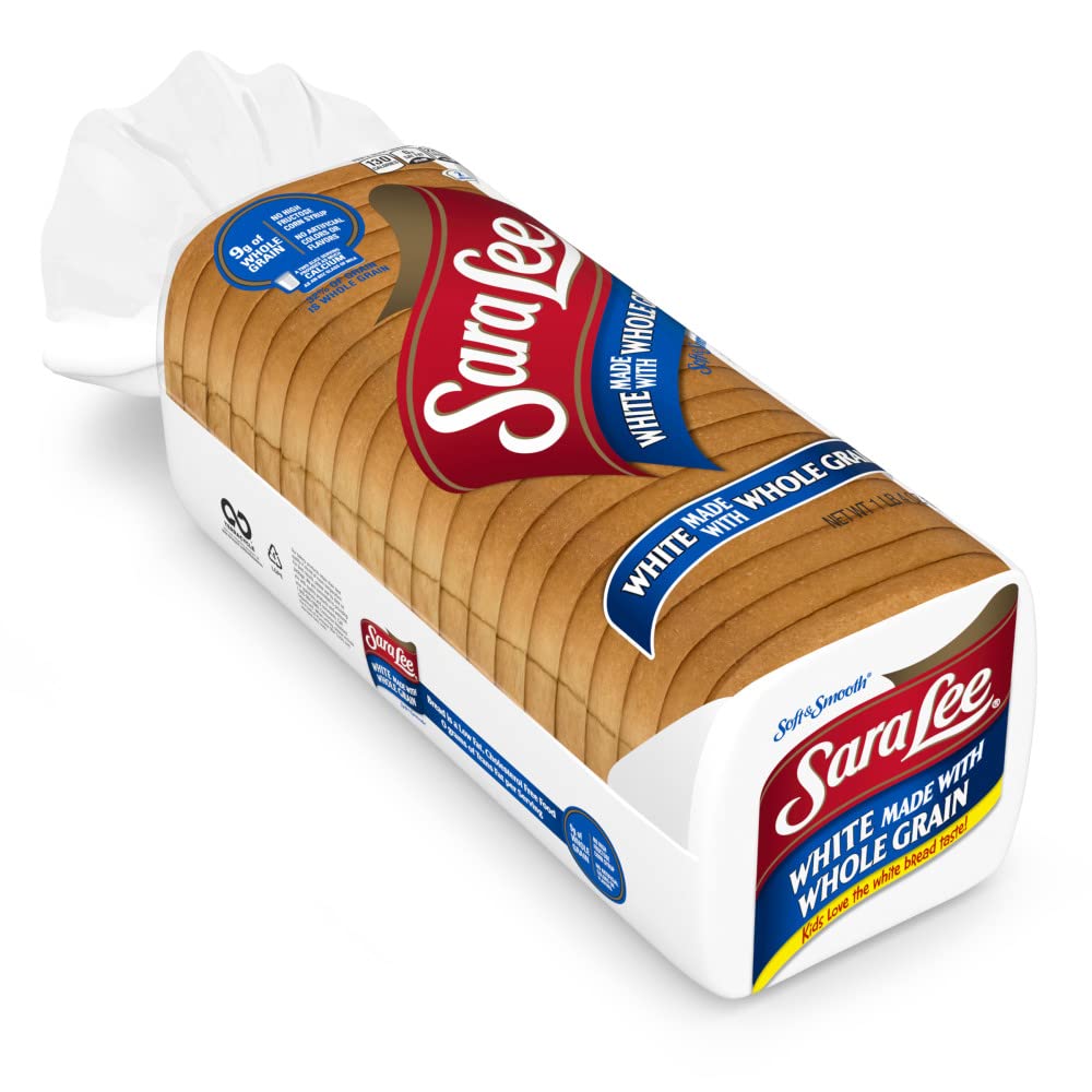 Sara Lee Whole Grain White Sandwich Bread - 20 Oz Loaf, No Artificial Colors or Flavors | Perfect for Sandwiches, Toast & Breakfast