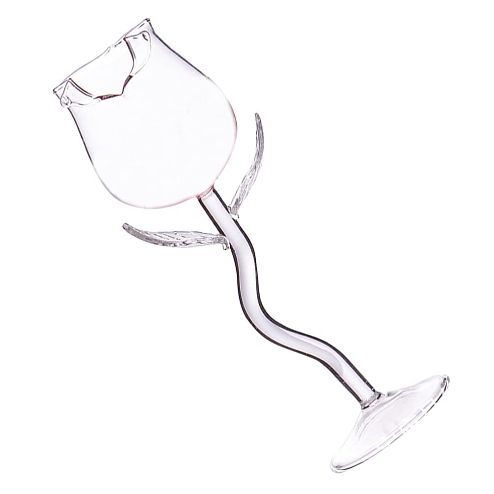Elegant Rose Flower Shape Red Wine Glasses - Set of 1 Crystal Clear Goblets for Cocktail, Champagne & Wine - Perfect for Dinner Parties, Bars, Restaurants & Romantic Date Nights