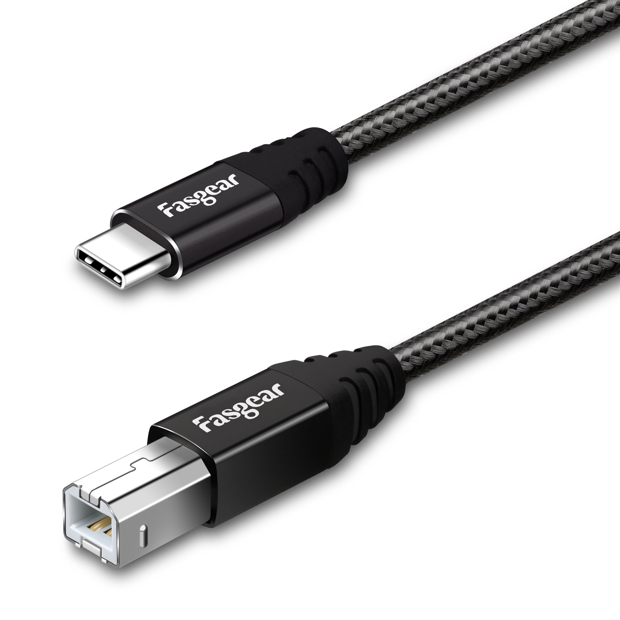 Fasgear 6ft Braided USB B to USB C 2.0 Printer Cable | Compatible with MacBook Pro/Air, Canon & Samsung Printers | Type C MIDI Cable for Yamaha, Casio Digital Pianos & DJ Controllers | Fast Charging & Data Sync for Home & Office Use