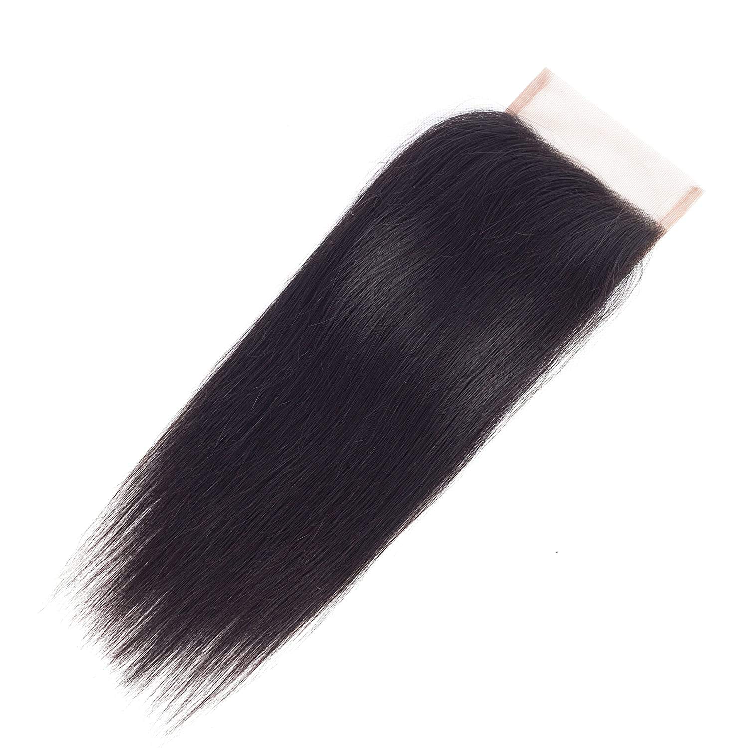 Amella 8A Grade Brazilian Straight Human Hair Extensions - 3 Bundles with Closure (18, 20, 22+18 Inch) - Unprocessed Natural Black Hair for Styling & Volume - Perfect for Daily Wear, Parties & Special Occasions
