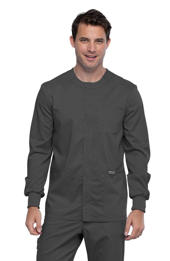 Cherokee Men's Warm Up Scrubs Jacket - Snap Front Workwear WW380 for Medical Professionals & Healthcare Workers - Perfect for Hospitals, Clinics & Nursing Shifts