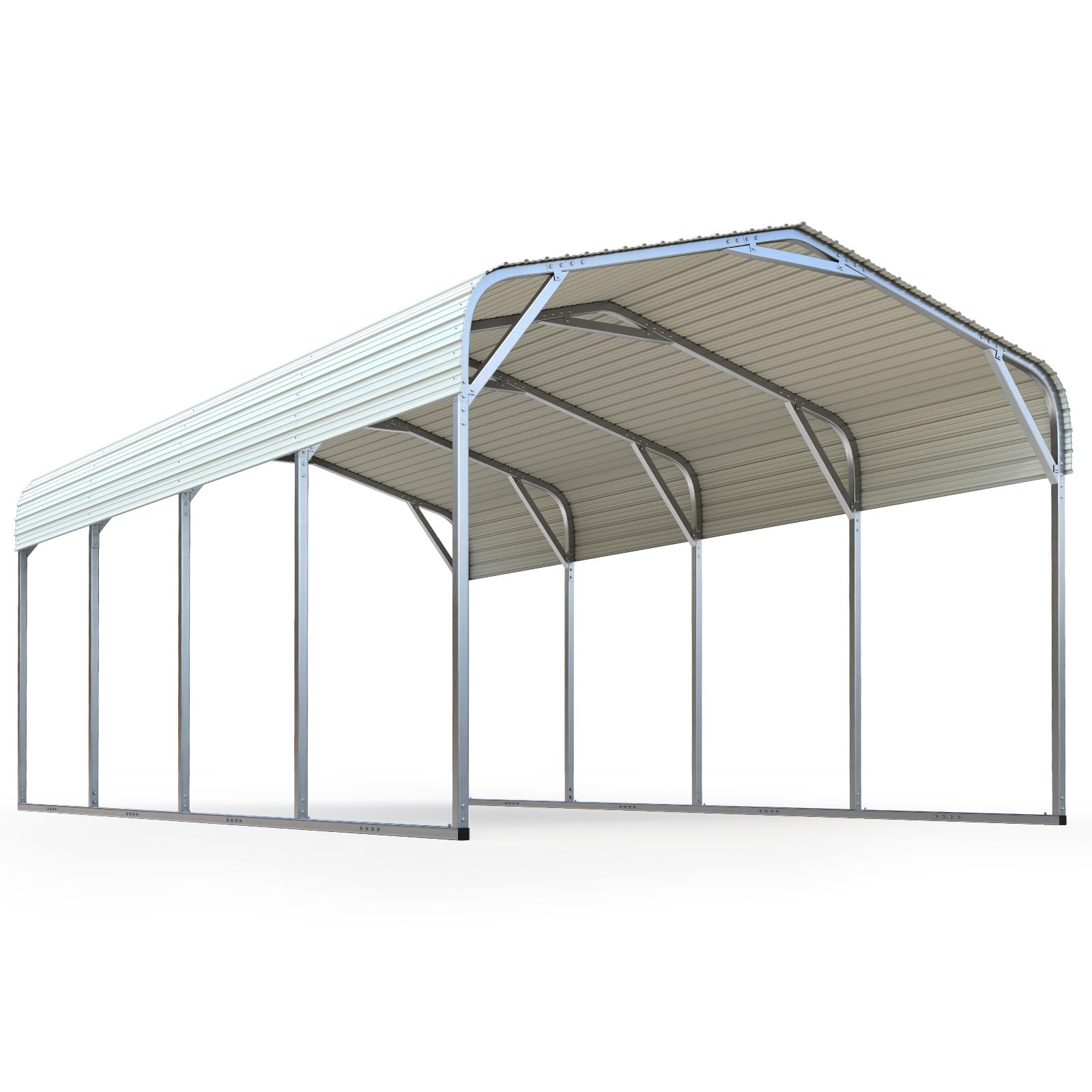 Quictent 12x20 ft Heavy Duty White Metal Carport Kit with Steel Roof - Durable Garage Canopy for Car Shelter, RV & Outdoor Storage | Weather Resistant Car Cover for Home, Farm & Commercial Use
