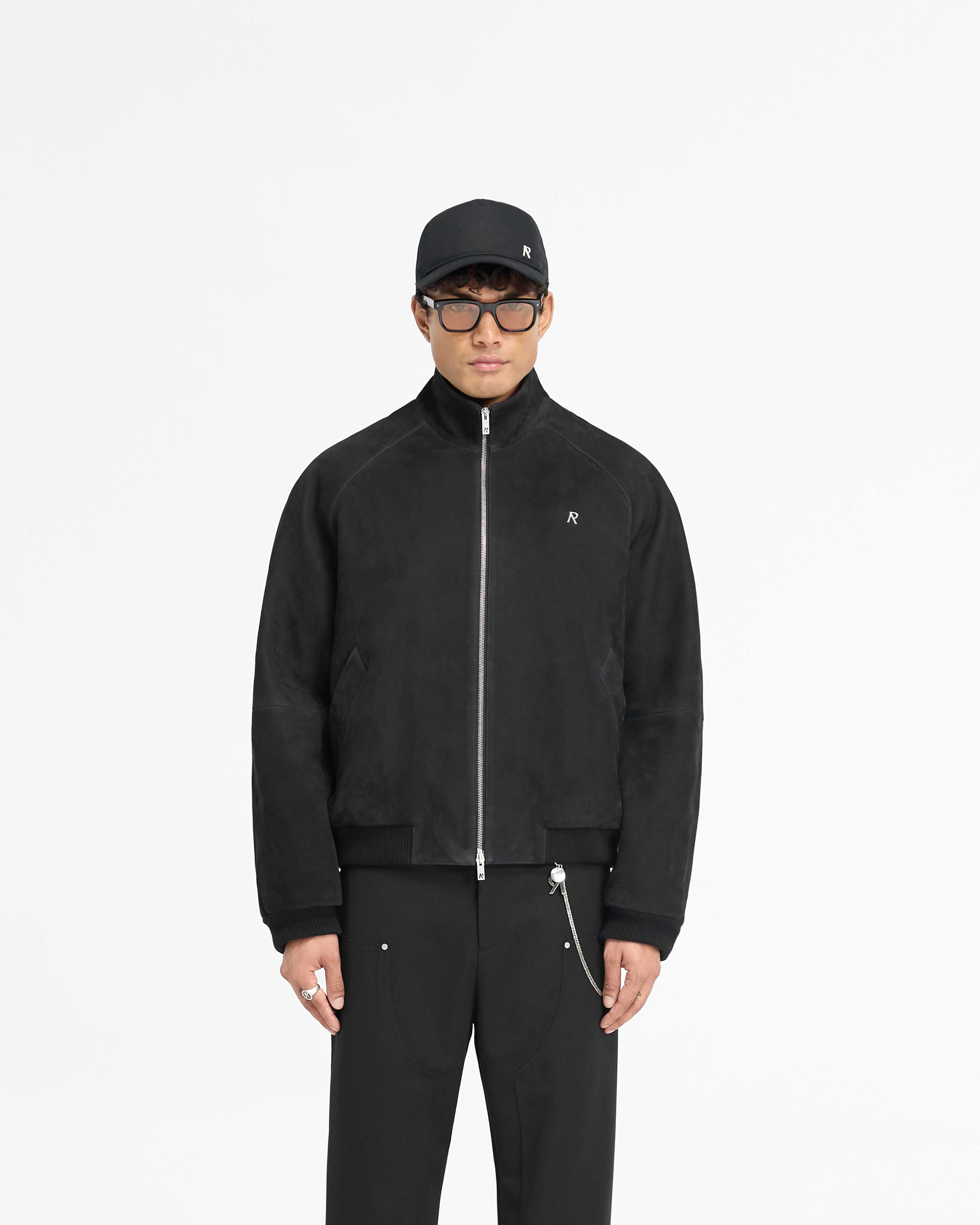 Men's Black Suede Bomber Jacket - Stylish & Comfortable Outerwear for Casual Wear & Night Out