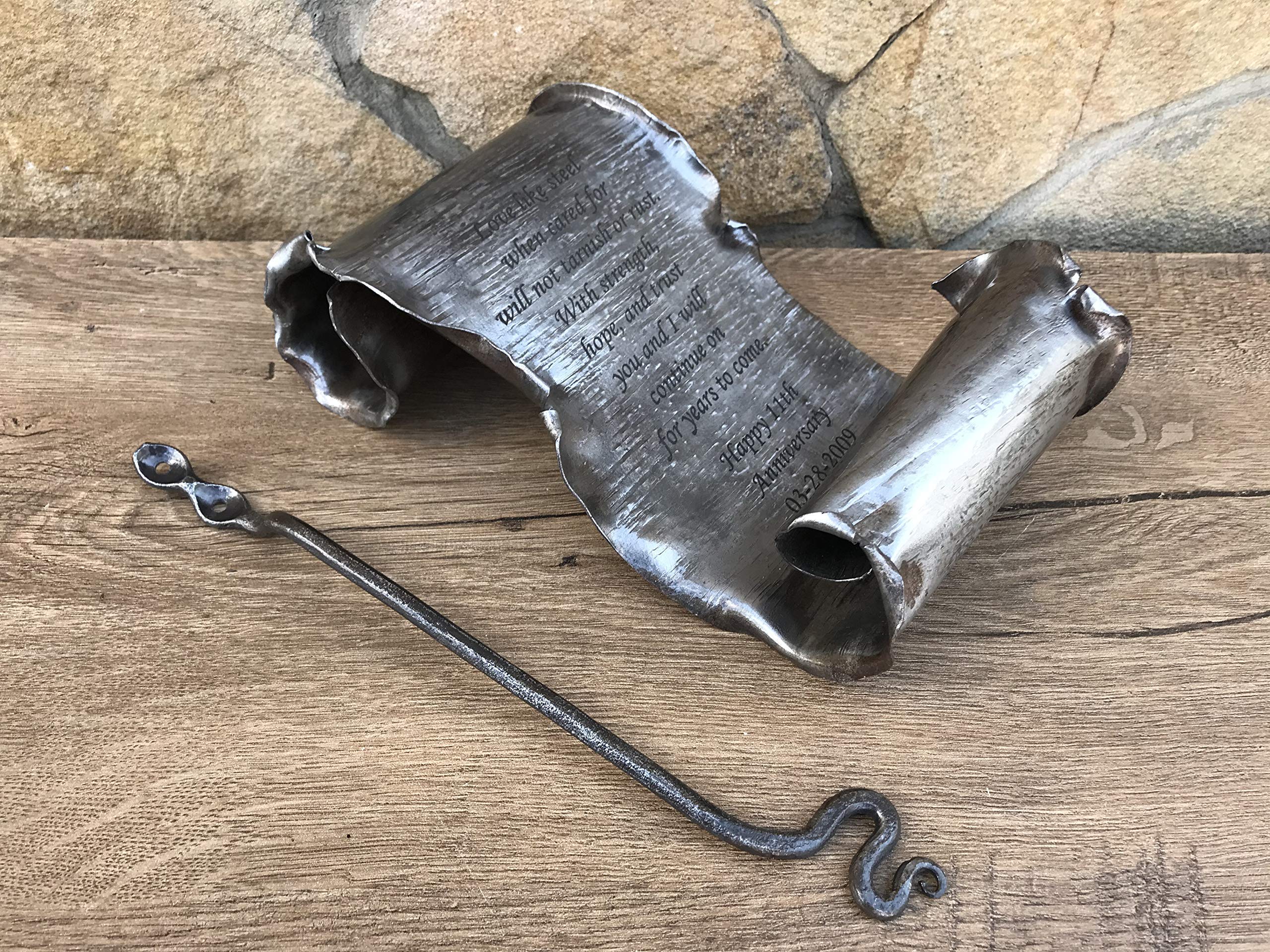 Personalized Steel Scroll - 11th Anniversary Gift for Couples | Custom Steel Keepsake for Him & Her | Perfect for Wedding Anniversaries, Romantic Gifts & Home Decor