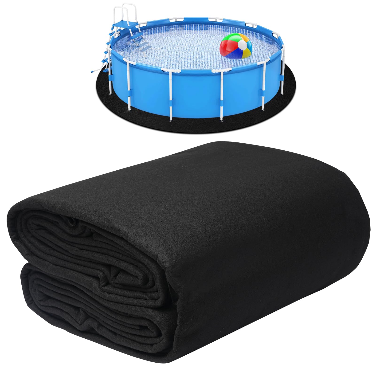 18 FT Round Pool Liner Pad - Heavy Duty Under Pool Padding for Above Ground Pools | Puncture Resistant, Durable & Eco-Friendly Black Pool Base Protector | Perfect for Backyard, Garden & Outdoor Swimming Pool Protection