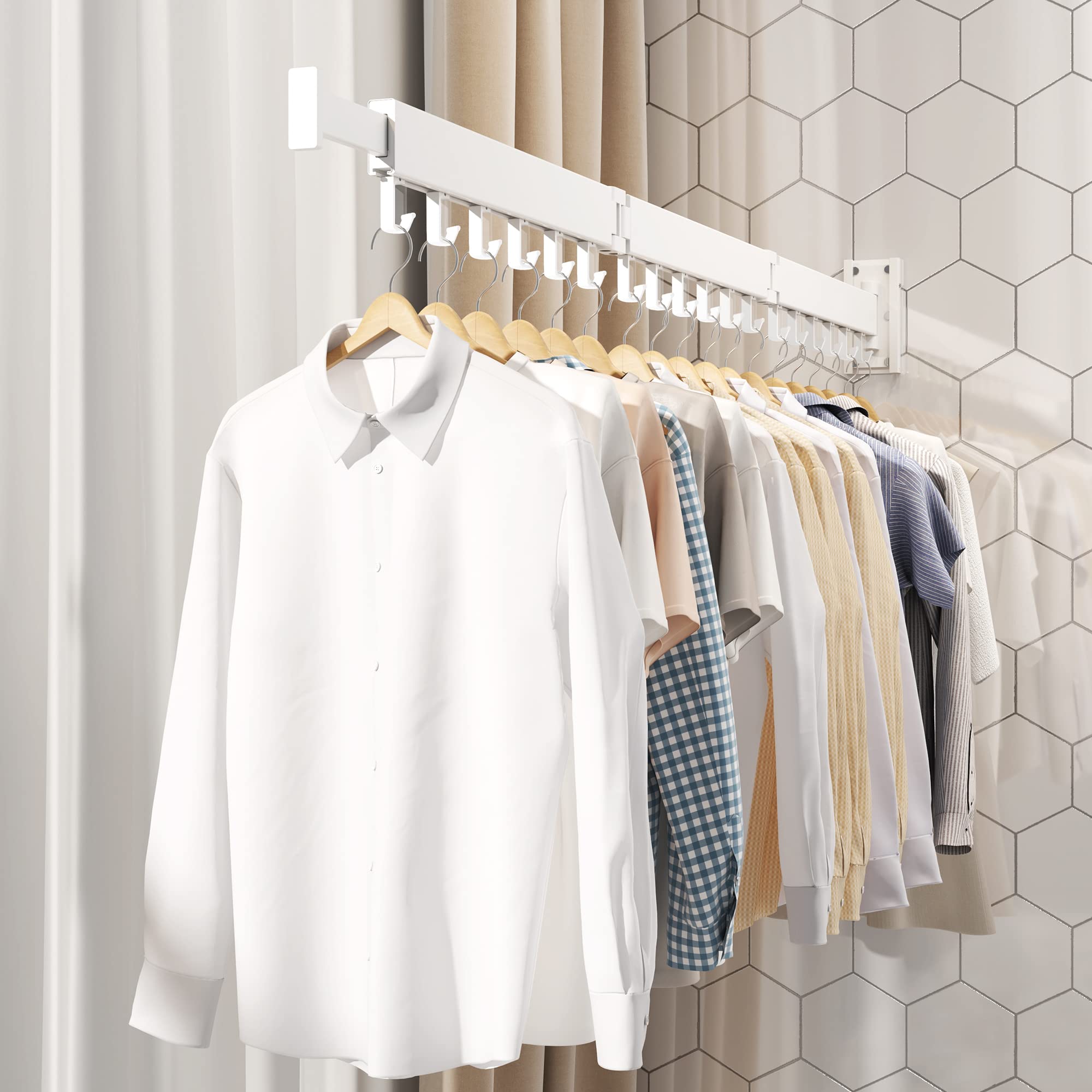 Wall Mounted Drying Rack - Foldable & Retractable for Laundry Room