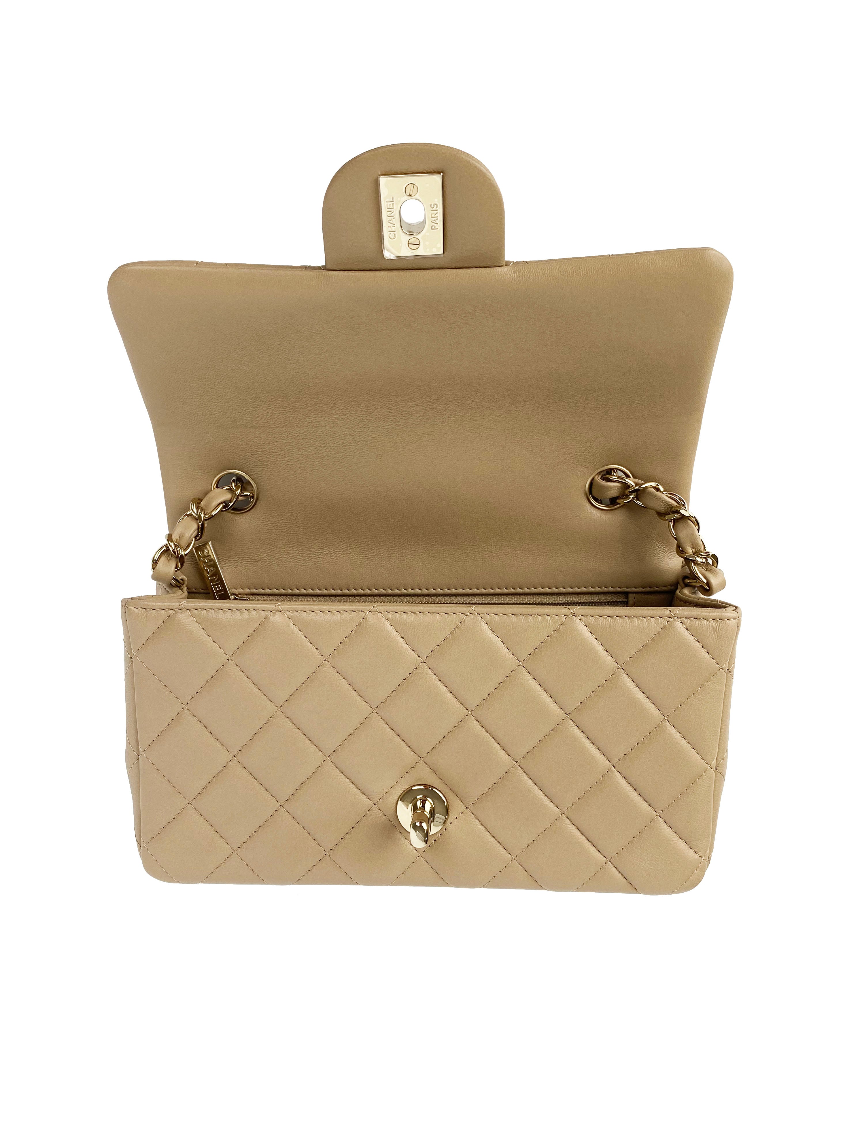 Chanel Light Brown Mini Flap Bag - Classic Quilted Leather Crossbody Purse for Women | Perfect for Date Night, Parties & Everyday Luxury