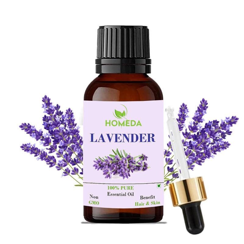 Homeda 100% Pure Lavender Essential Oil (15ml) for Hair Growth, Skin Care, Relaxation & Aromatherapy - Perfect for Diffusers, Massage, Bath, Soap Making & Sleep Aid | Natural Essential Oil for Face, Body & Home Use