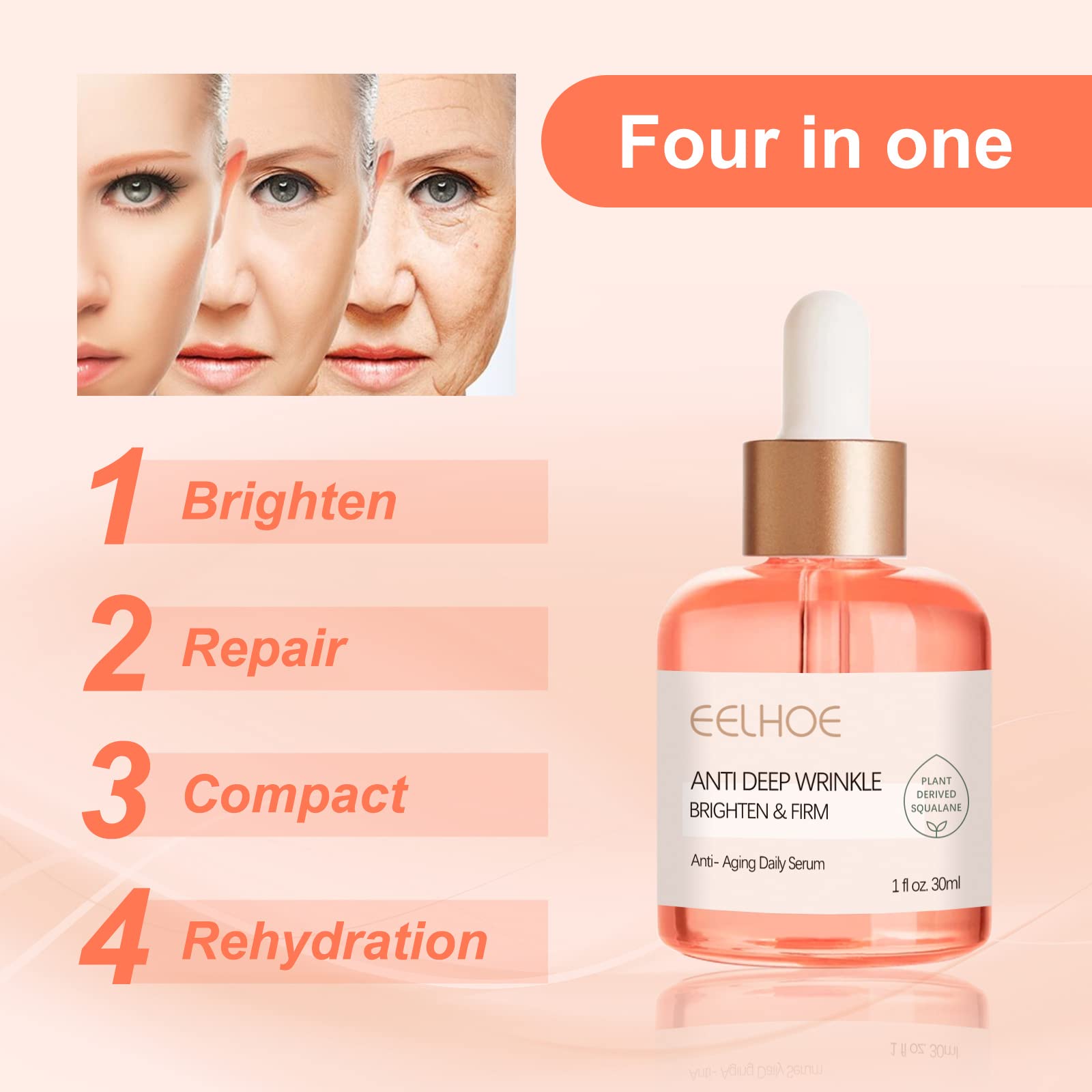 **Organic Rose Essential Oil for Face - Hydrating & Firming Facial Oil with Squalane & Vitamin C - Brightens Skin & Reduces Wrinkles - Perfect for Night Routine & Dry Skin Care**
