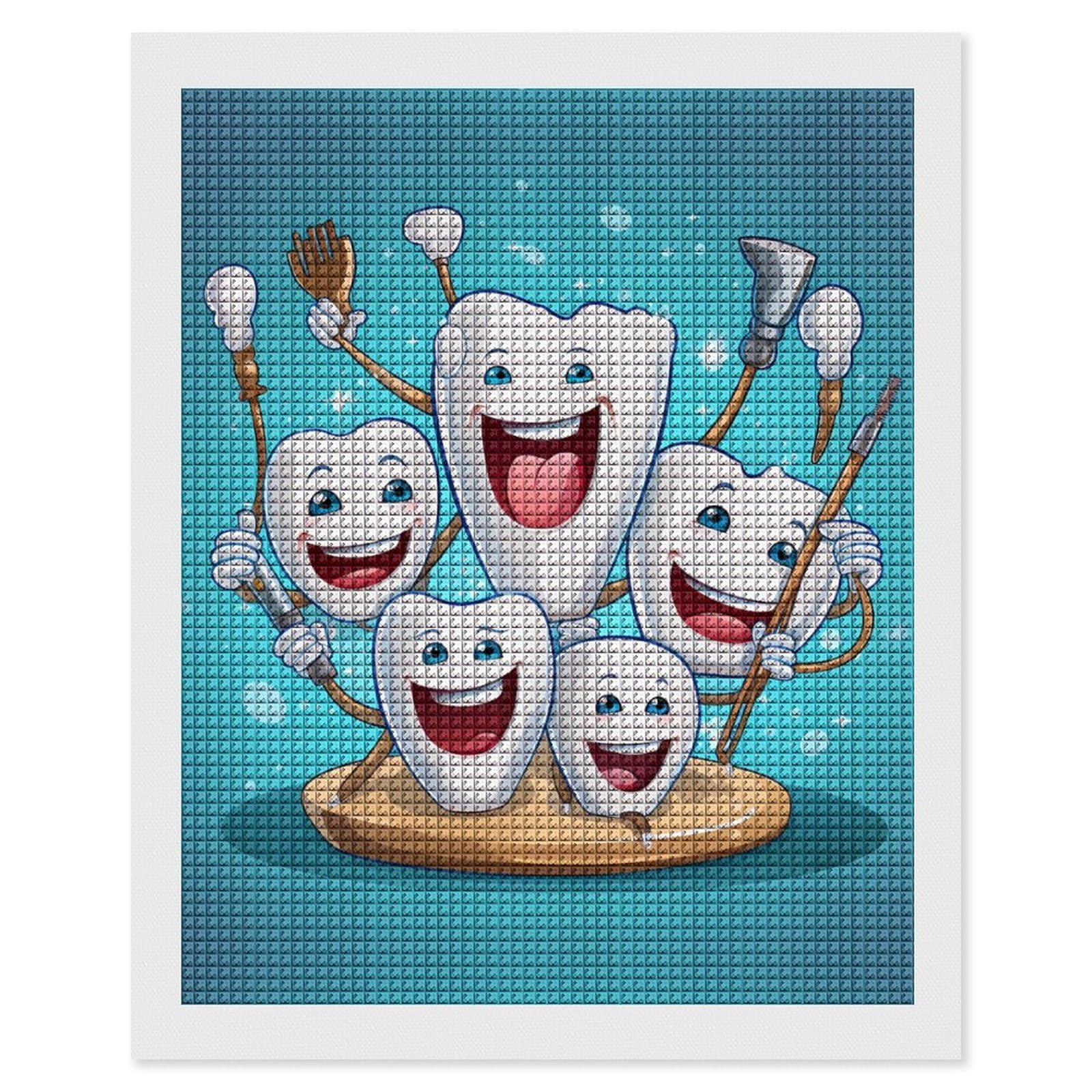 Diamond Painting Kits for Teeth & Dentist Theme - Full Drill Square Wall Art Decor for Home, Living Room, Office | Unique Dental Gift for Dentists & Students