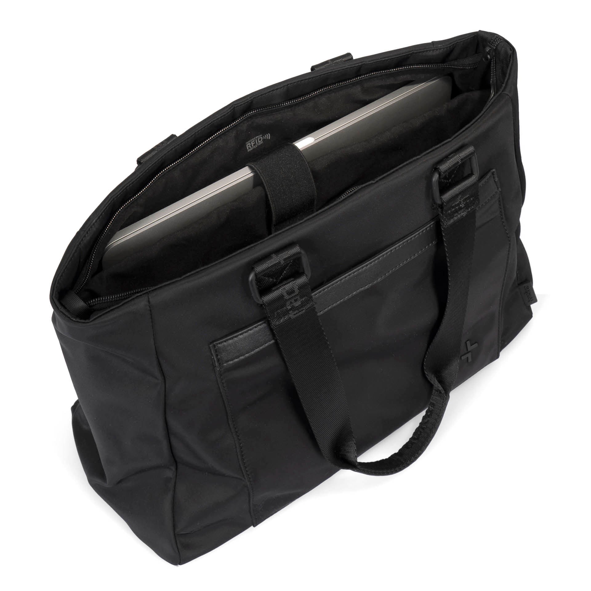 Tracker Basic Nylon RFID Blocking Tote Bag - Anti-Theft Travel & Commuter Essentials for Wallet, Phone & Passport Protection