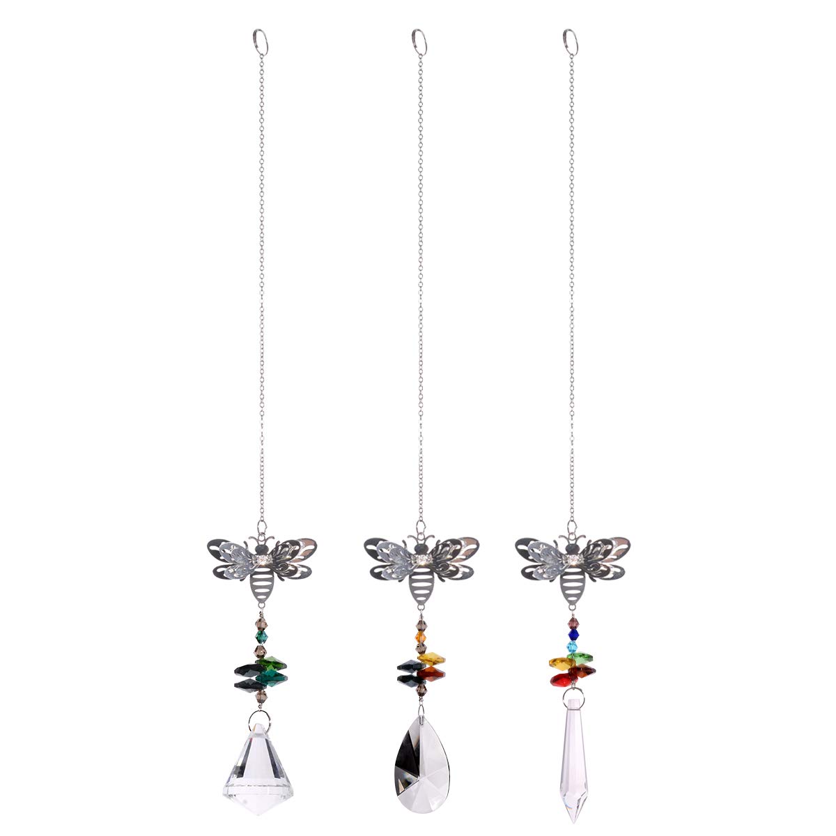 Rainbow Maker Crystal Glass Prisms Suncatcher - Set of 3 Handcrafted Sun Catchers for Window Decor, Garden Ornament & Home Stained Glass Effect - Creates Beautiful Rainbow Reflections Indoor/Outdoor
